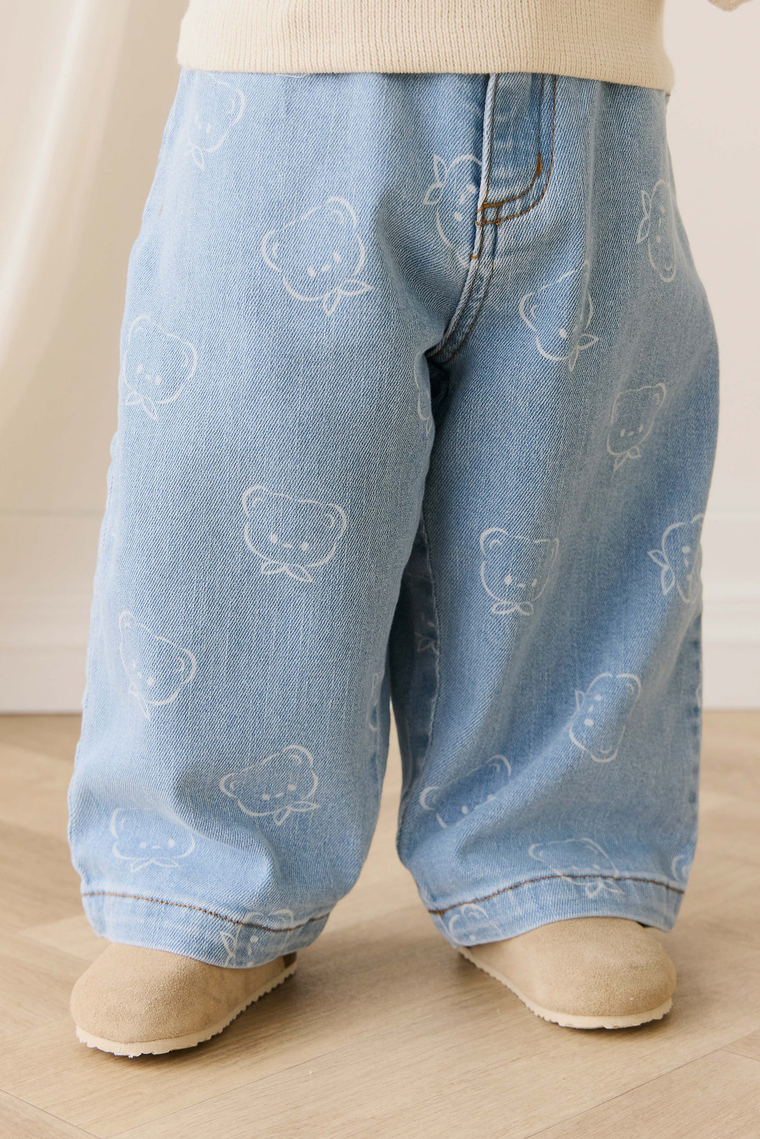 Abel Pant - Bowie Bear Denim Childrens Pant from Jamie Kay Australia