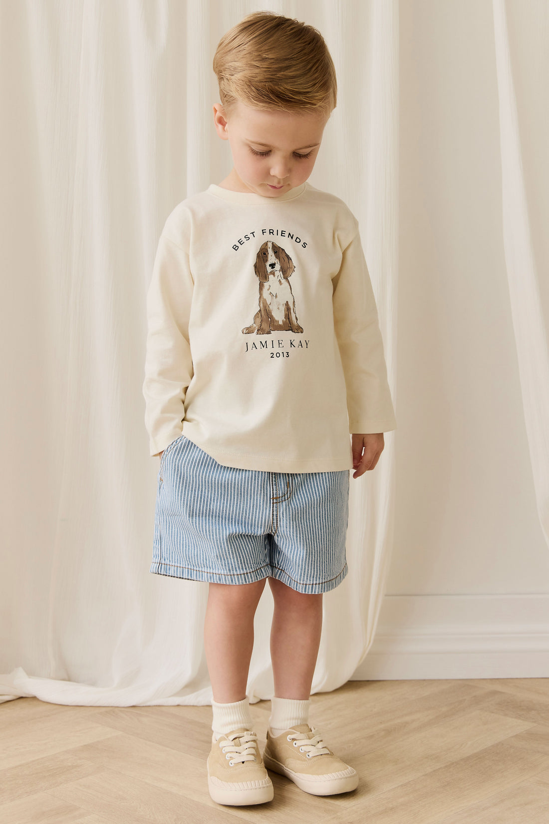 Marshall Long Sleeve Top - Parchment Best Friends Childrens Top from Jamie Kay Australia