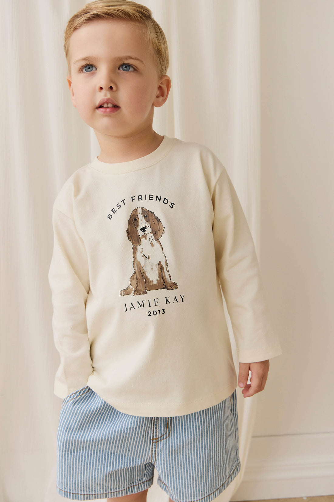 Marshall Long Sleeve Top - Parchment Best Friends Childrens Top from Jamie Kay Australia