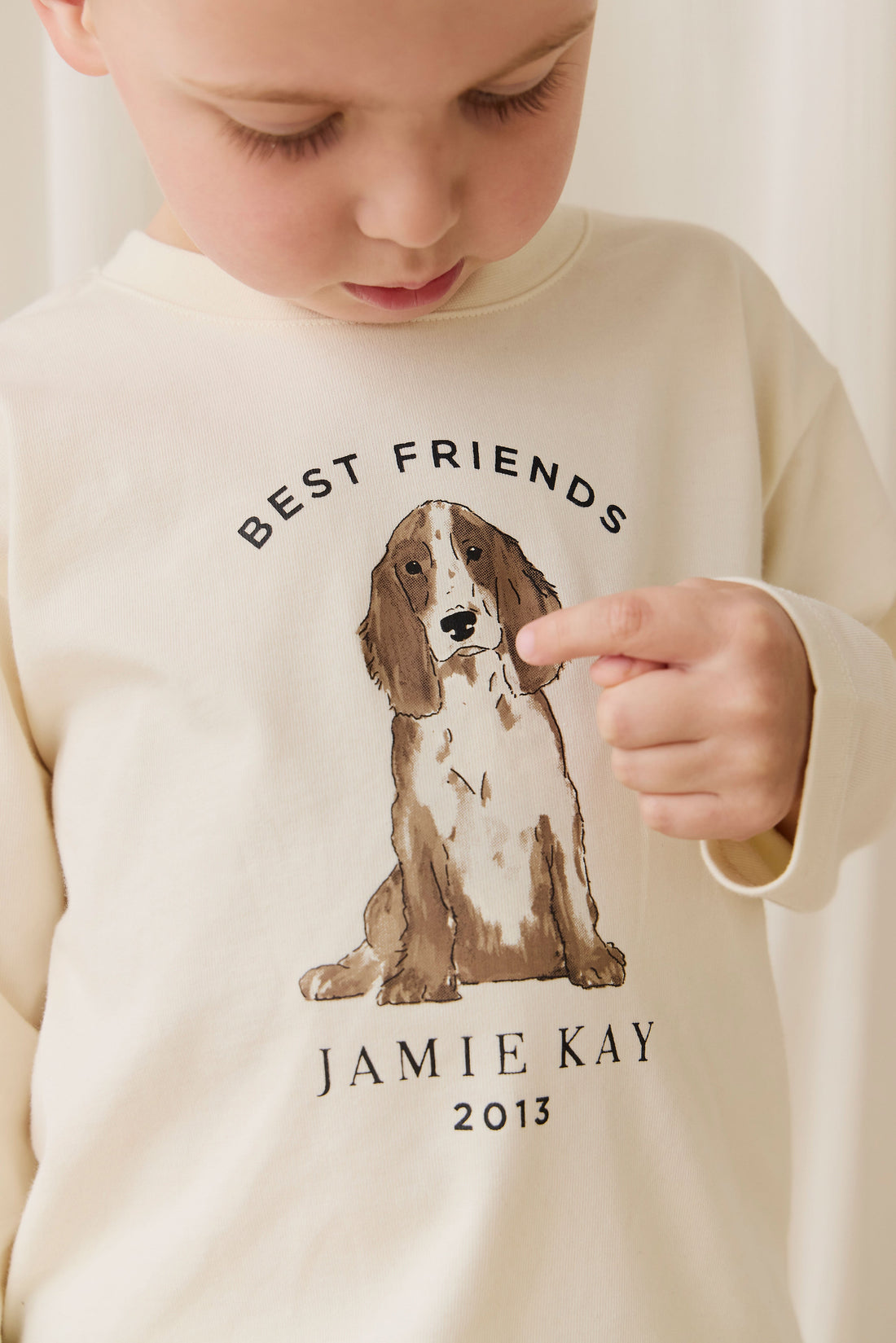 Marshall Long Sleeve Top - Parchment Best Friends Childrens Top from Jamie Kay Australia