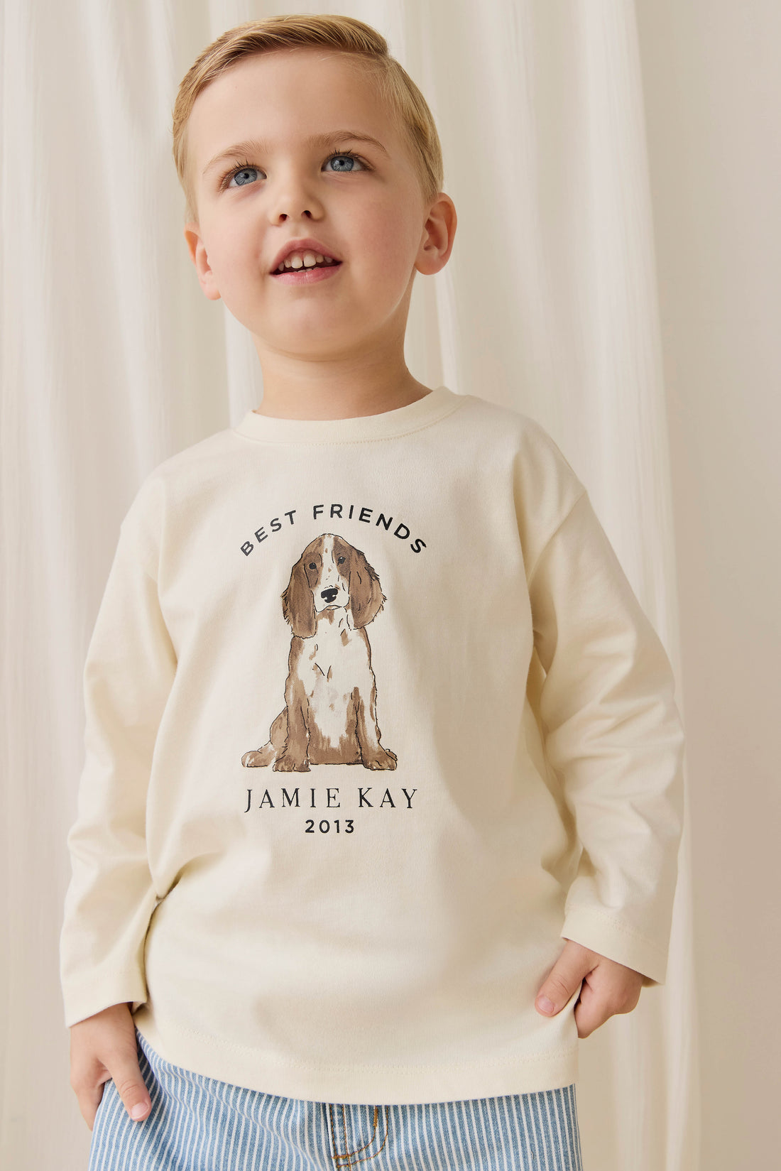 Marshall Long Sleeve Top - Parchment Best Friends Childrens Top from Jamie Kay Australia