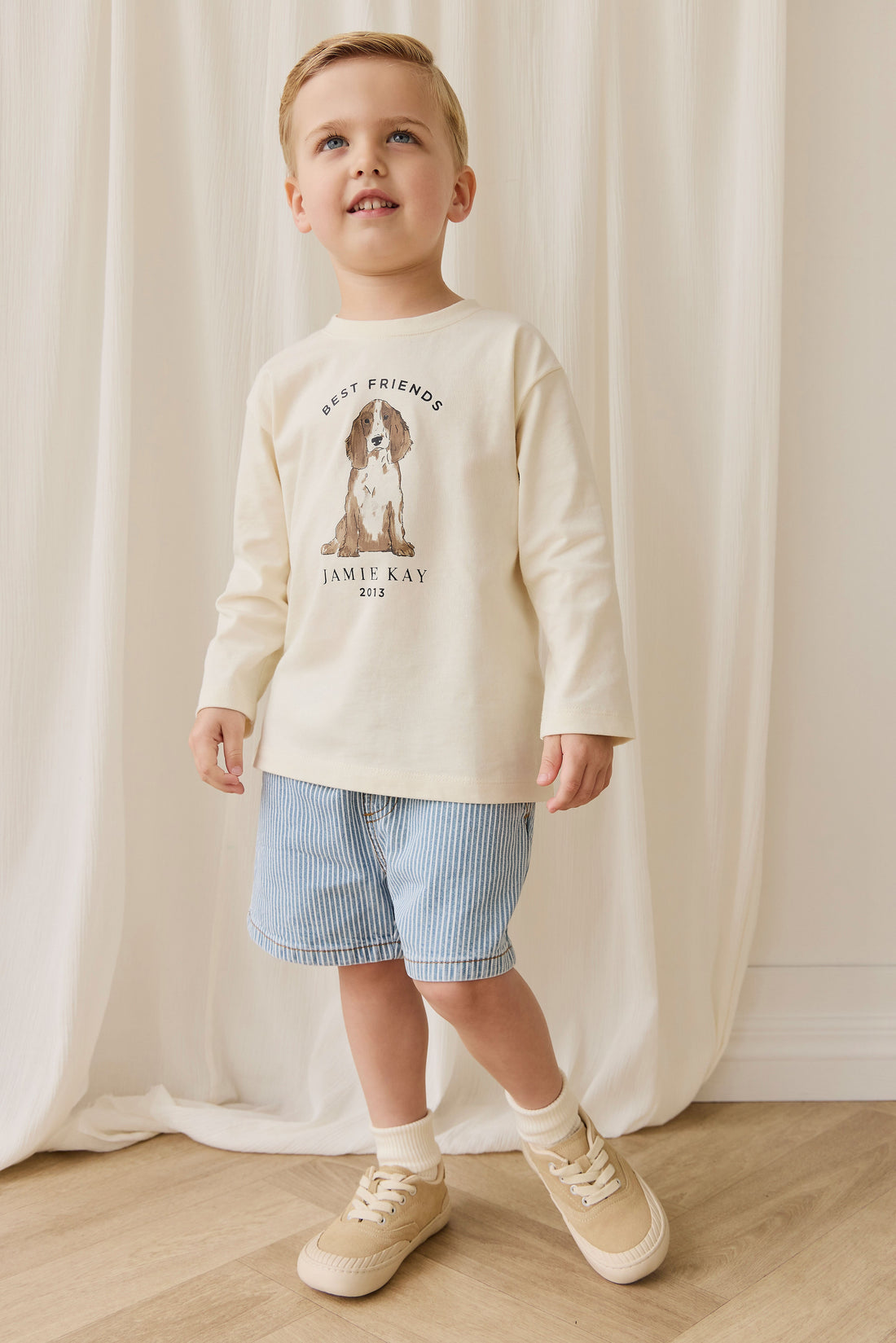 Marshall Long Sleeve Top - Parchment Best Friends Childrens Top from Jamie Kay Australia