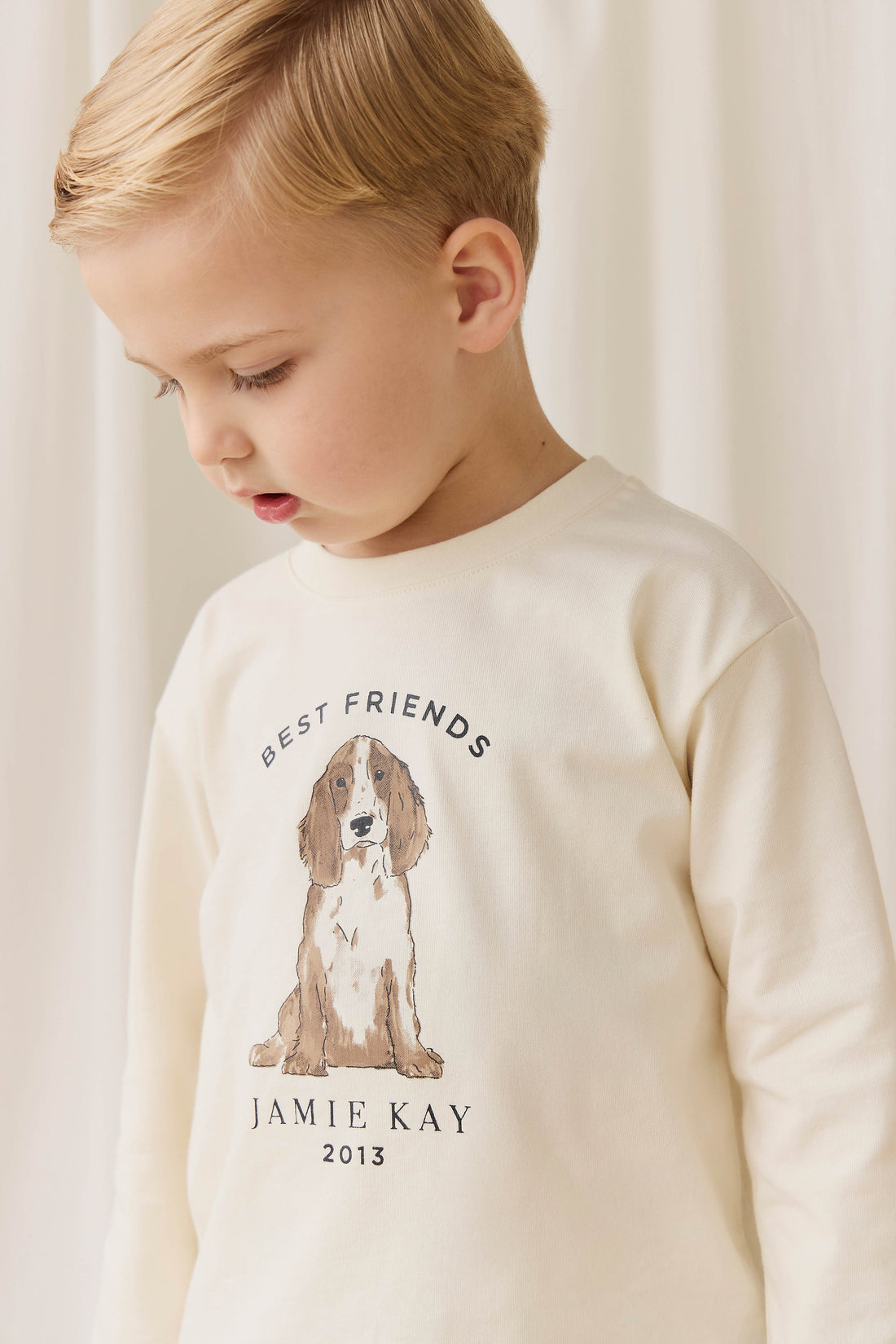 Marshall Long Sleeve Top - Parchment Best Friends Childrens Top from Jamie Kay Australia