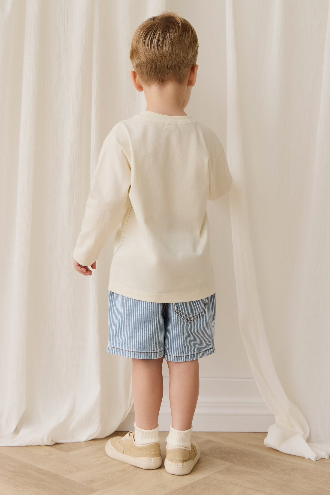 Reid Denim Short - Holiday Stripe Childrens Shorts from Jamie Kay Australia