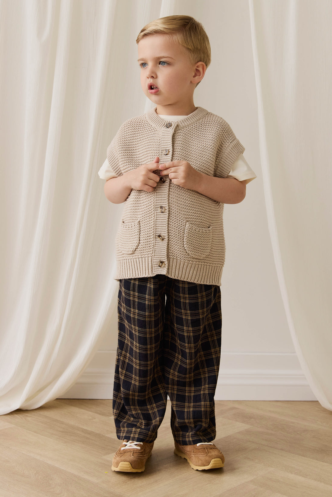 Organic Cotton Kenji Pant-Woodland Check Childrens Pant from Jamie Kay Australia