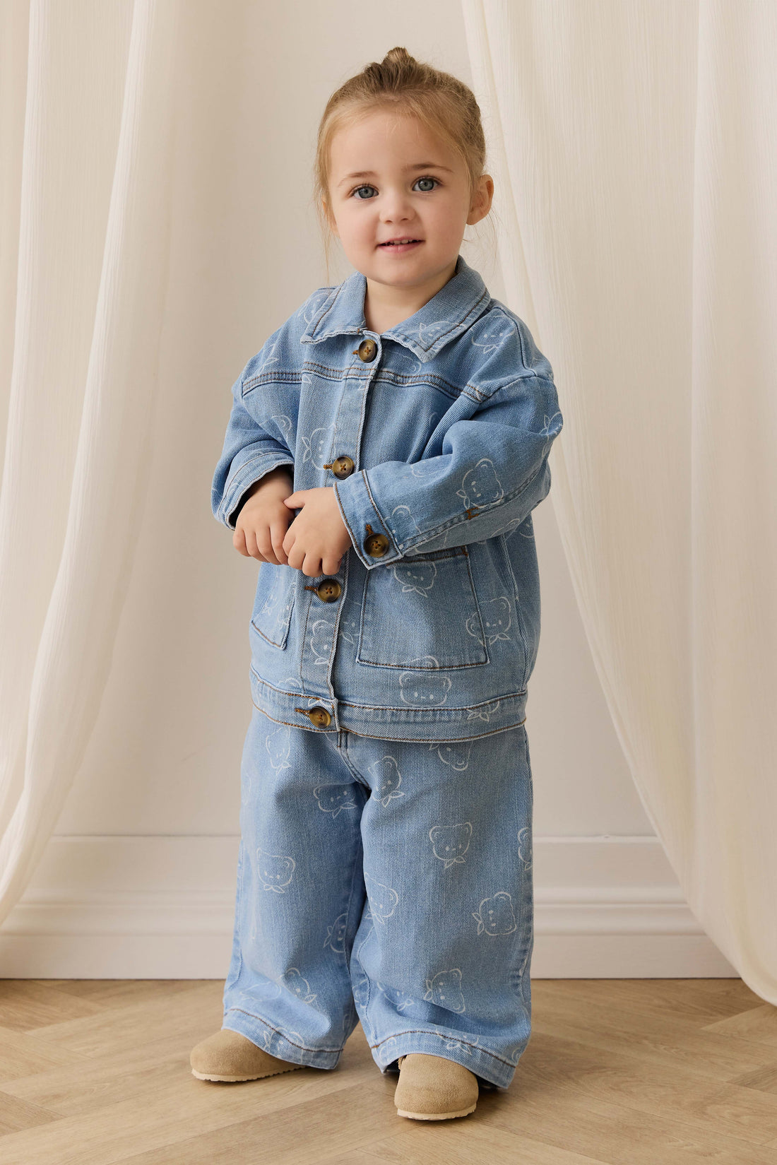 Abel Pant - Bowie Bear Denim Childrens Pant from Jamie Kay Australia