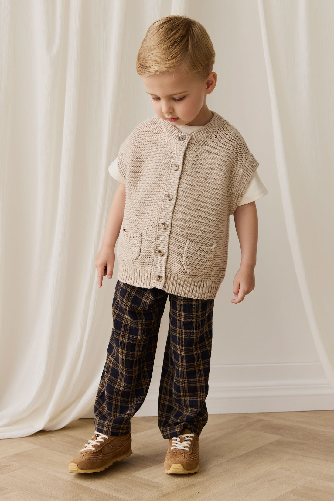 Rome Knit Vest-Oat Childrens Vest from Jamie Kay Australia