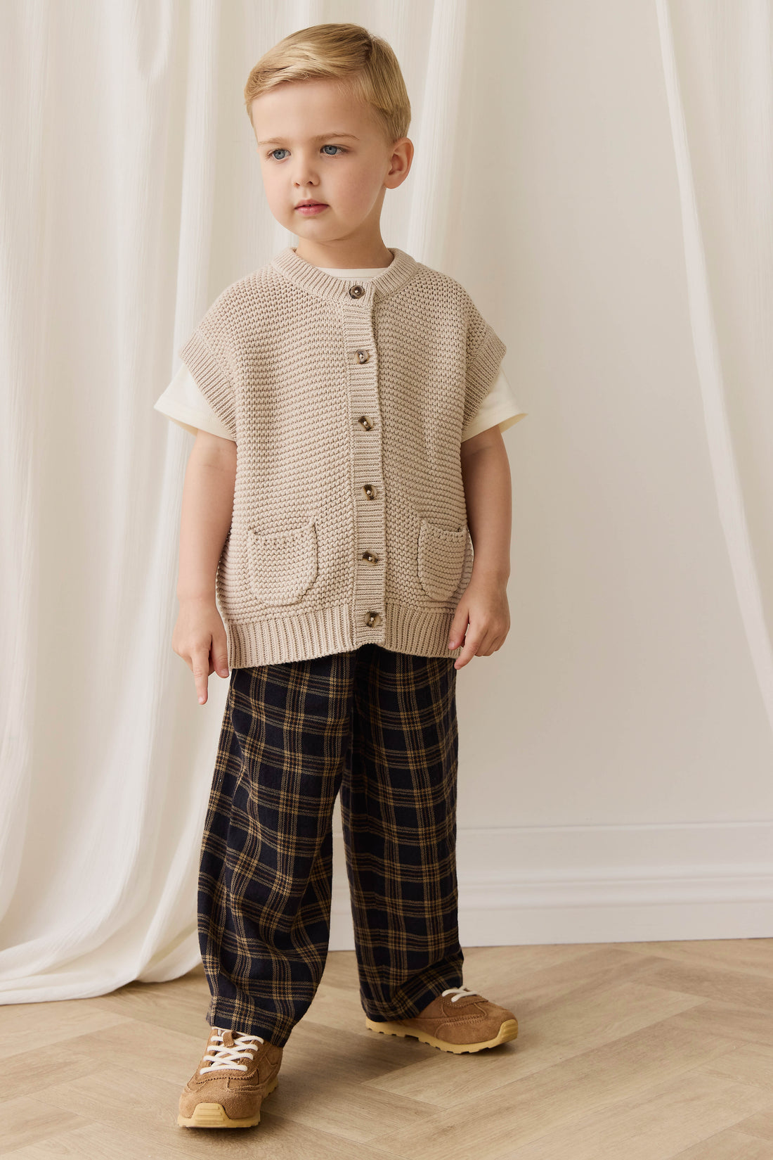 Rome Knit Vest-Oat Childrens Vest from Jamie Kay Australia