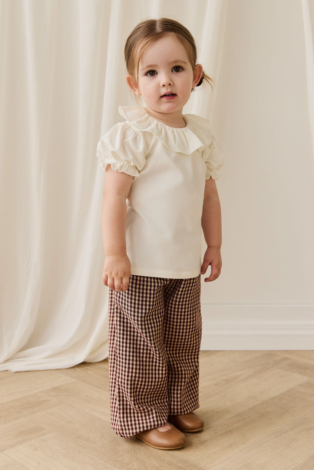 Organic Cotton Kenji Pant-Cinnamon Gingham Childrens Pant from Jamie Kay Australia