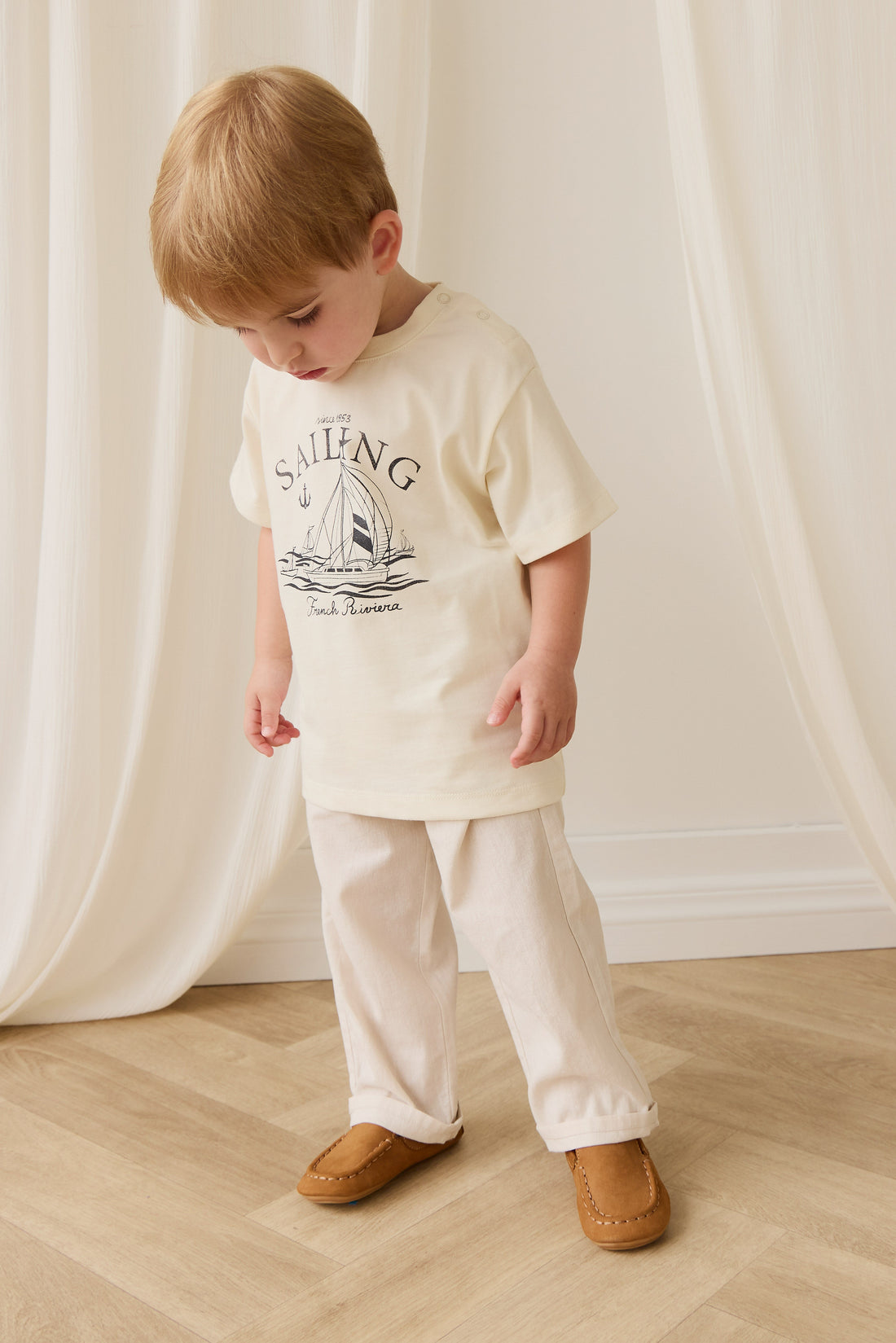 Ali Linen/Cotton Pant-Natural Childrens Pant from Jamie Kay Australia