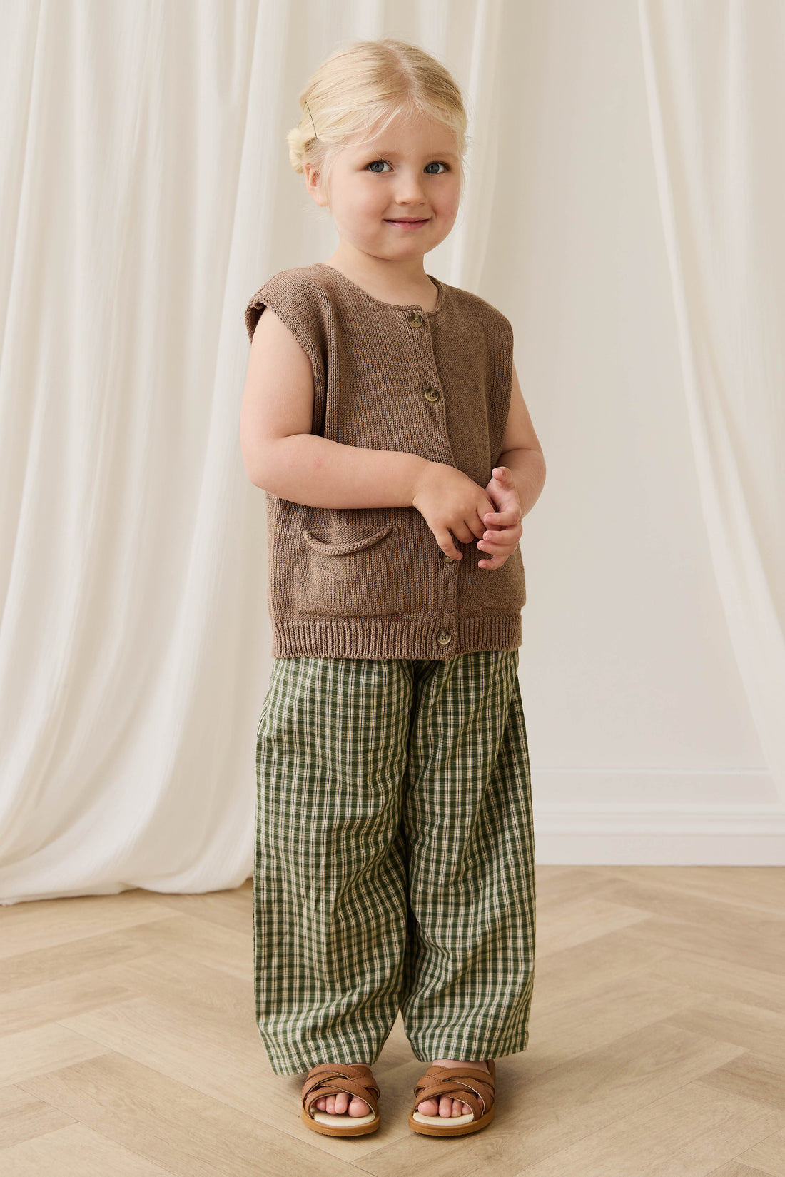 Organic Cotton Kenji Pant - Ravine Check Childrens Pant from Jamie Kay Australia
