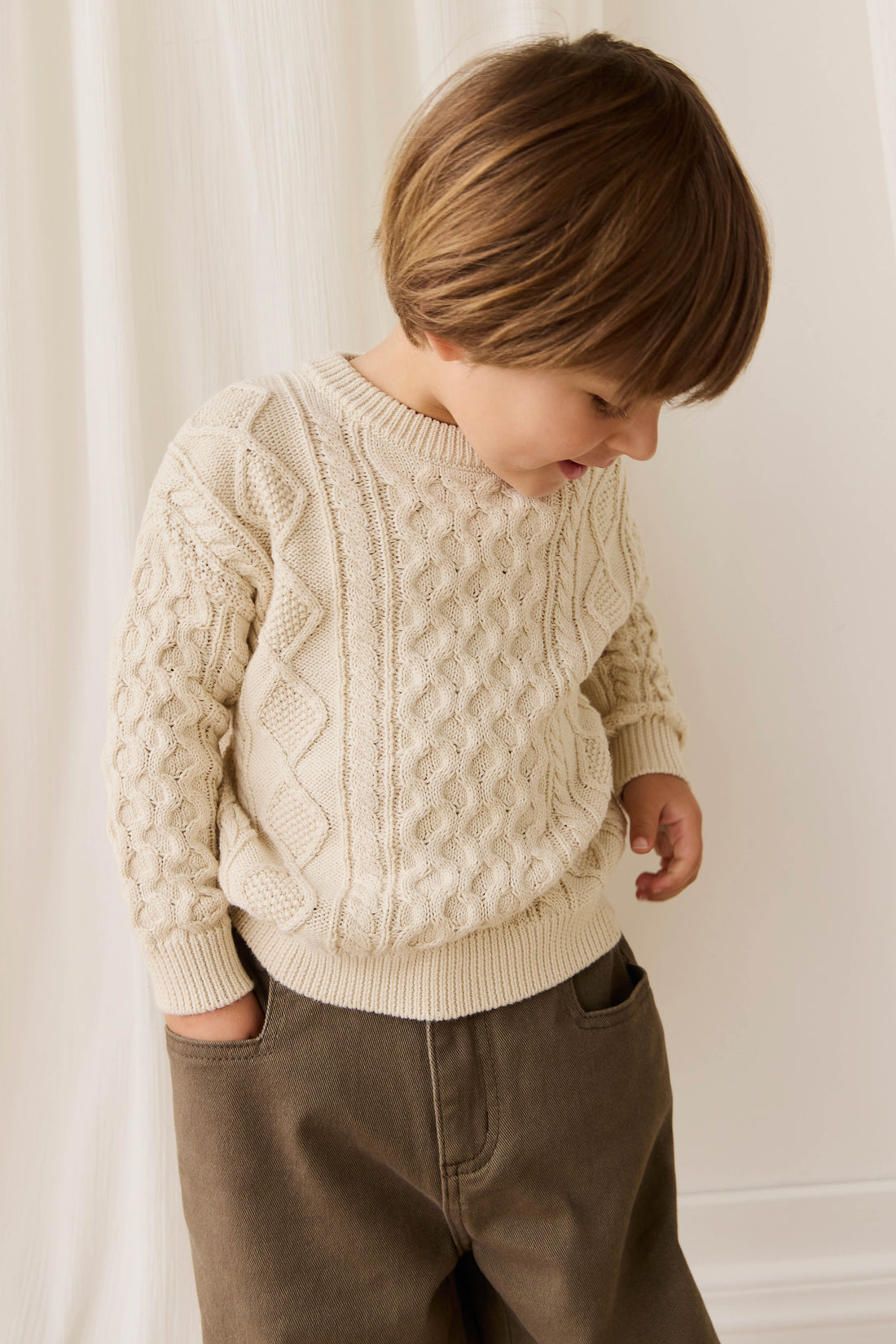 Sawyer Knit Jumper-Vanilla Childrens Jumper from Jamie Kay Australia