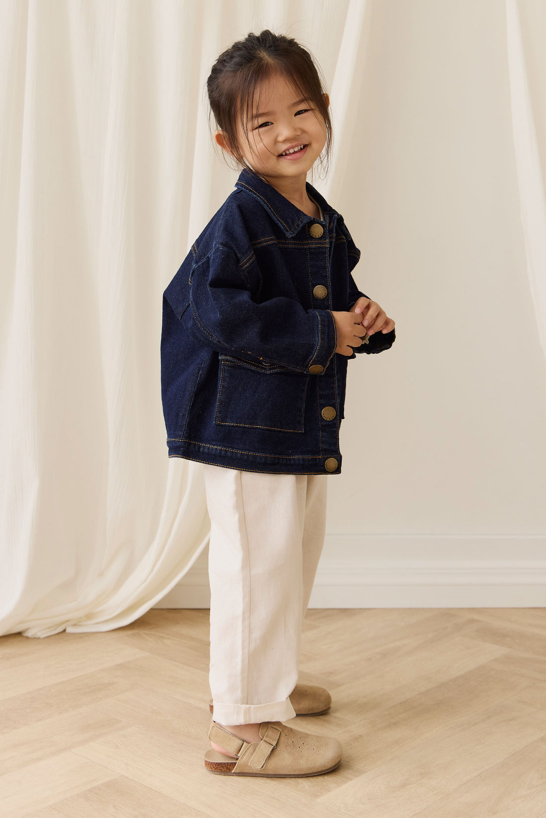 Arbor Jacket - Mid Indigo Denim Childrens Jacket from Jamie Kay Australia