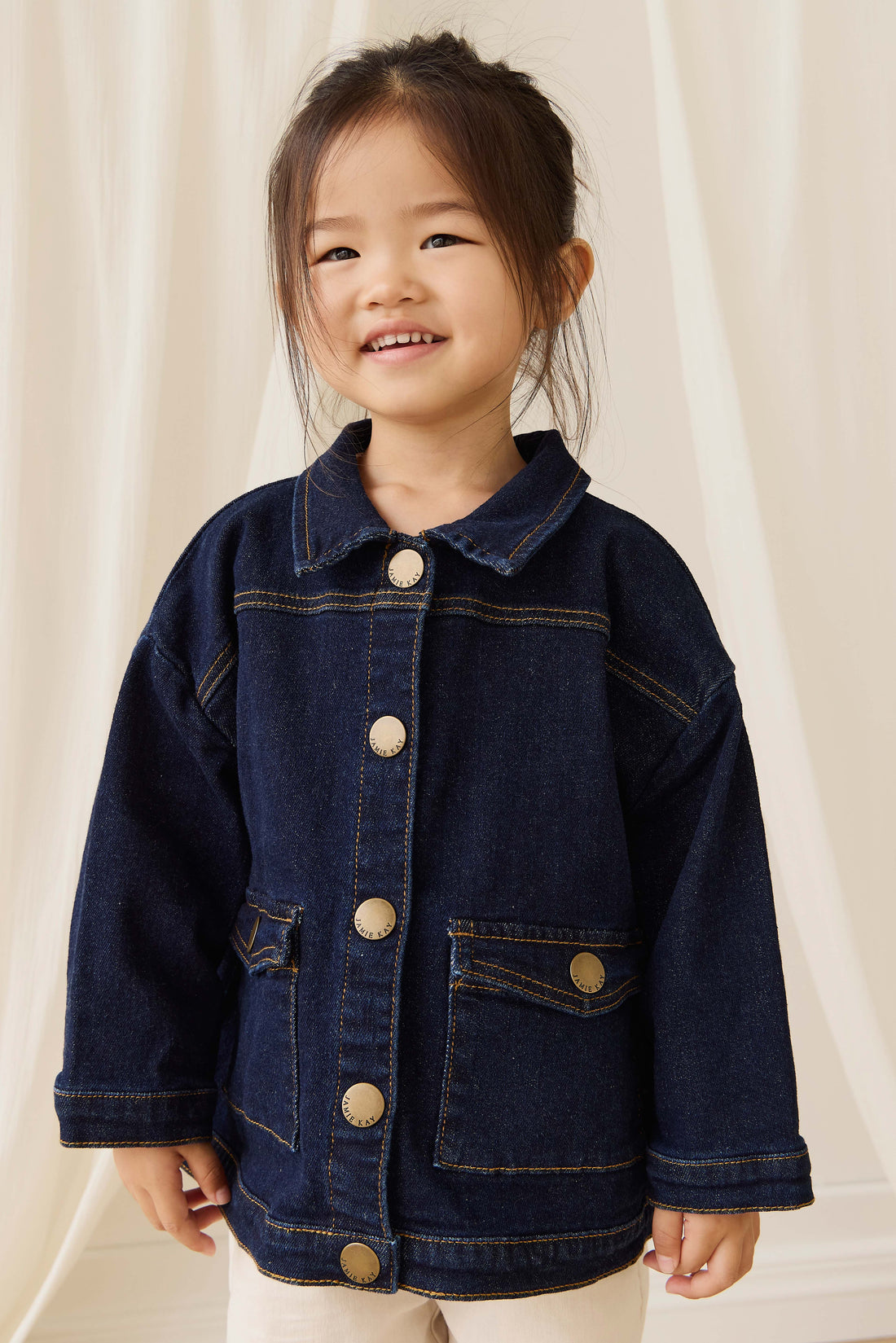Arbor Jacket - Mid Indigo Denim Childrens Jacket from Jamie Kay Australia