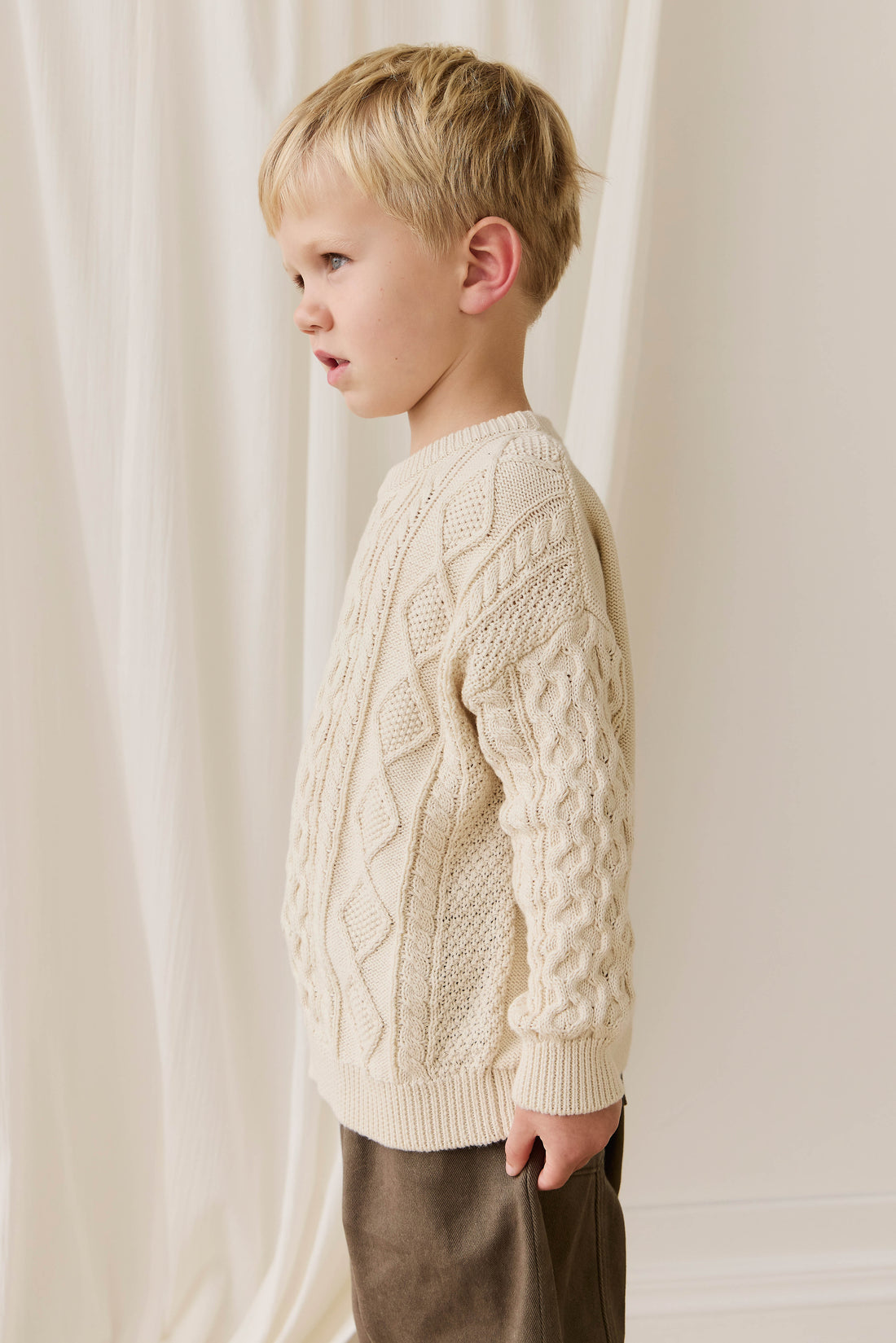 Sawyer Knit Jumper-Vanilla Childrens Jumper from Jamie Kay Australia