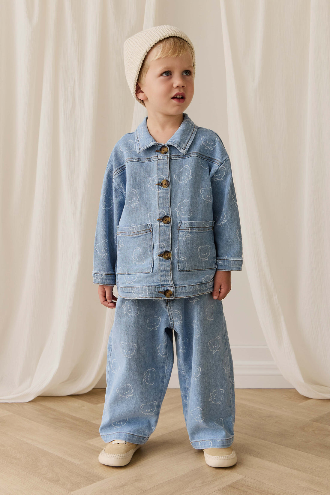 Abel Pant - Bowie Bear Denim Childrens Pant from Jamie Kay Australia