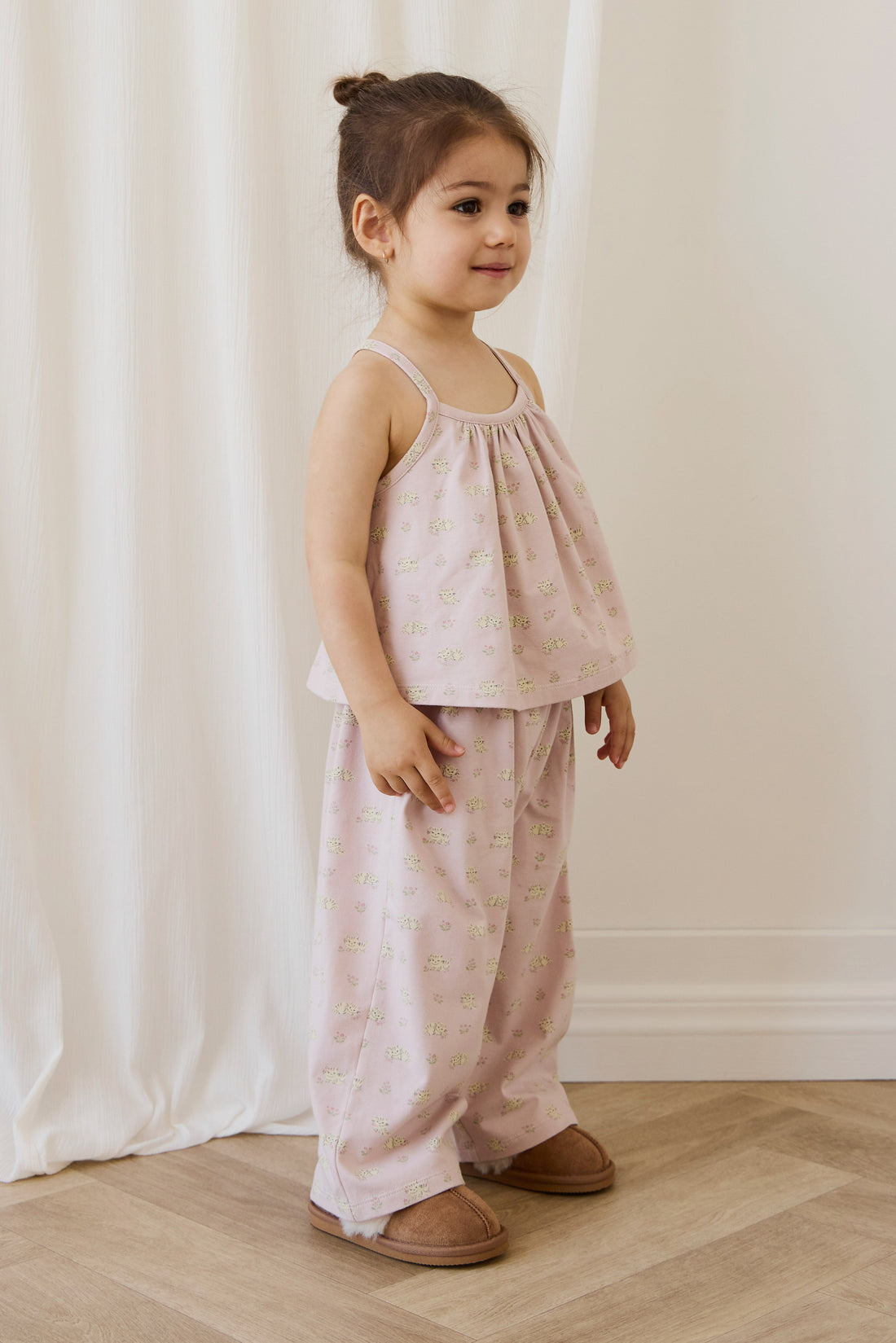 Organic Cotton Viola Pyjama Set - Moon Floral Mauve Childrens Pyjamas from Jamie Kay Australia