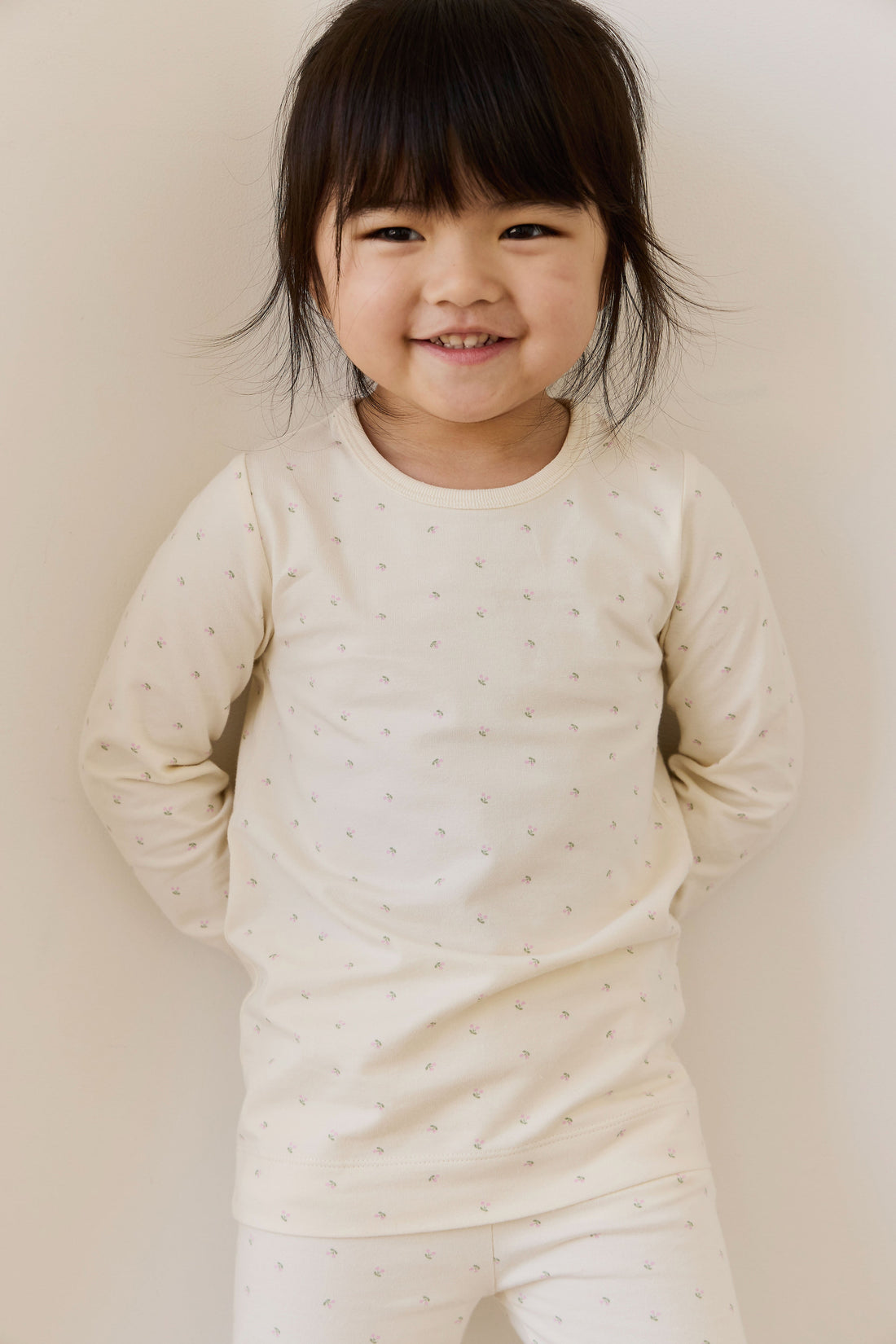 Organic Cotton Baker Long Sleeve Pyjama Set - Ditsy Cherries Childrens Pyjamas from Jamie Kay Australia