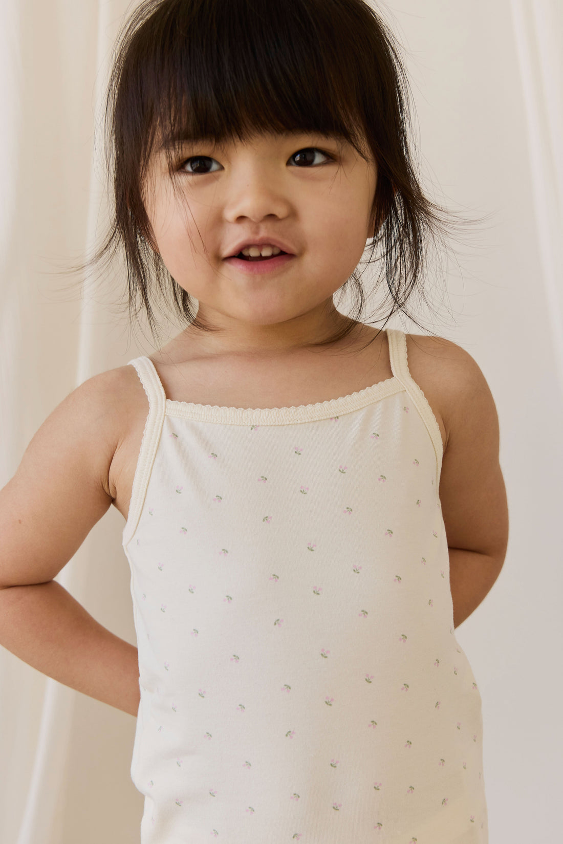 Organic Cotton Jolie Singlet Pyjama Set - Ditsy Cherries Childrens Pyjamas from Jamie Kay Australia