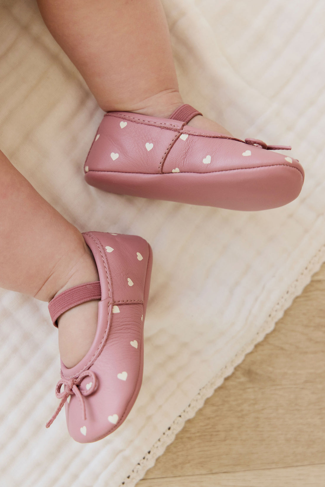 Bowie Baby Ballerinas - Petite Heart Rose Childrens Footwear from Jamie Kay Australia