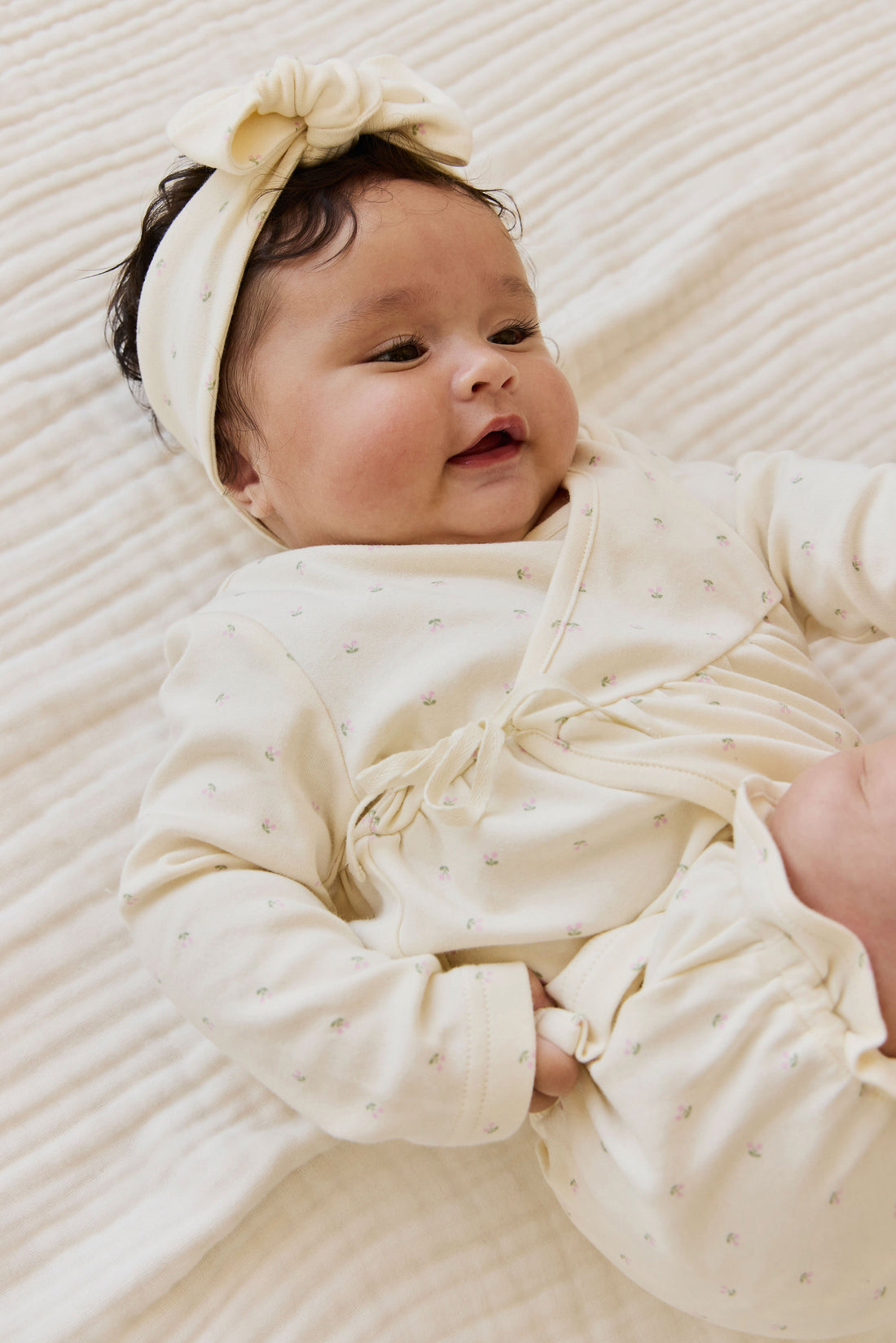 Organic Cotton Petal Wrap Top - Ditsy Cherries Childrens Top from Jamie Kay Australia