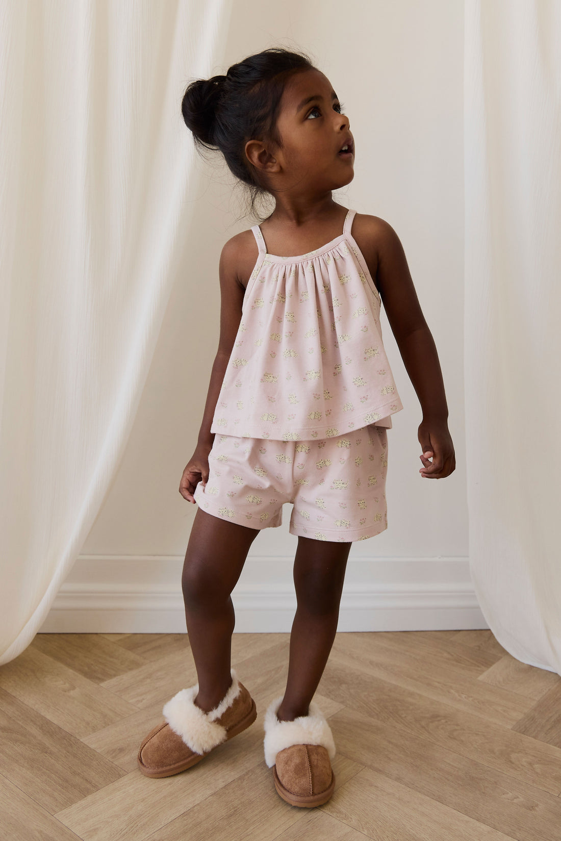 Organic Cotton Winnie Pyjama Set - Moon Floral Mauve Childrens Pyjamas from Jamie Kay Australia