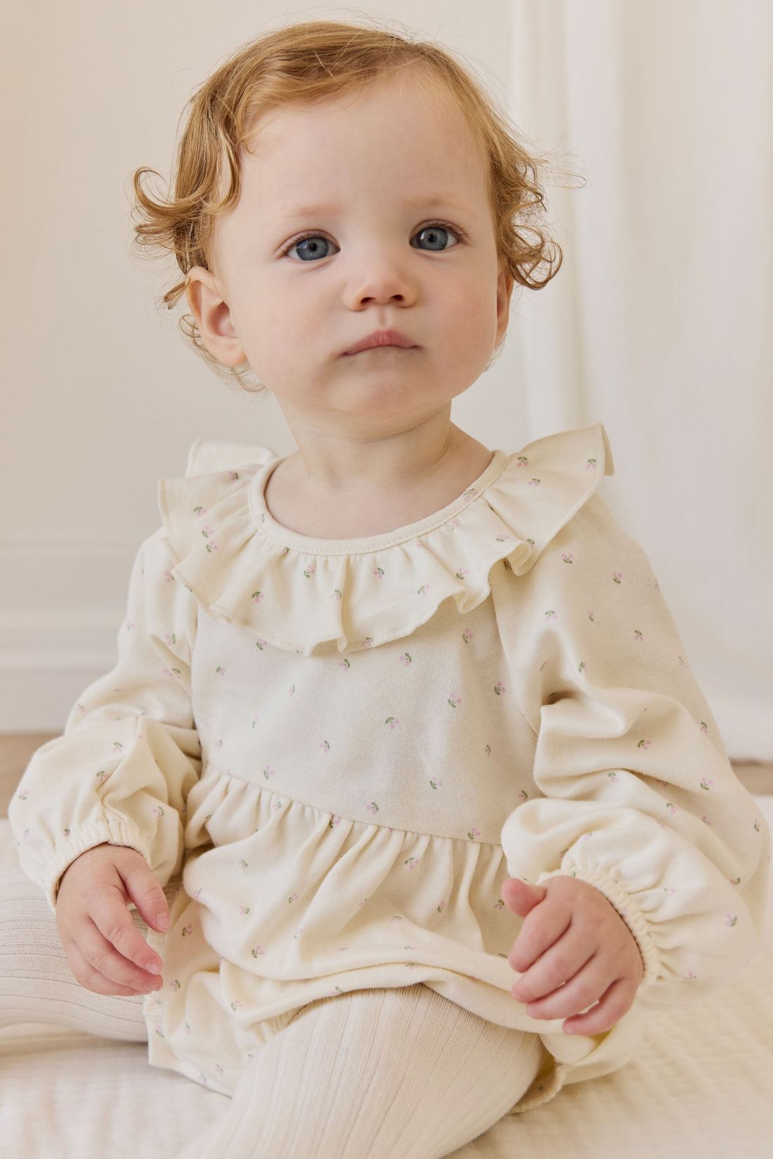 Organic Cotton Clemence Playsuit - Ditsy Cherries Childrens Playsuit from Jamie Kay Australia