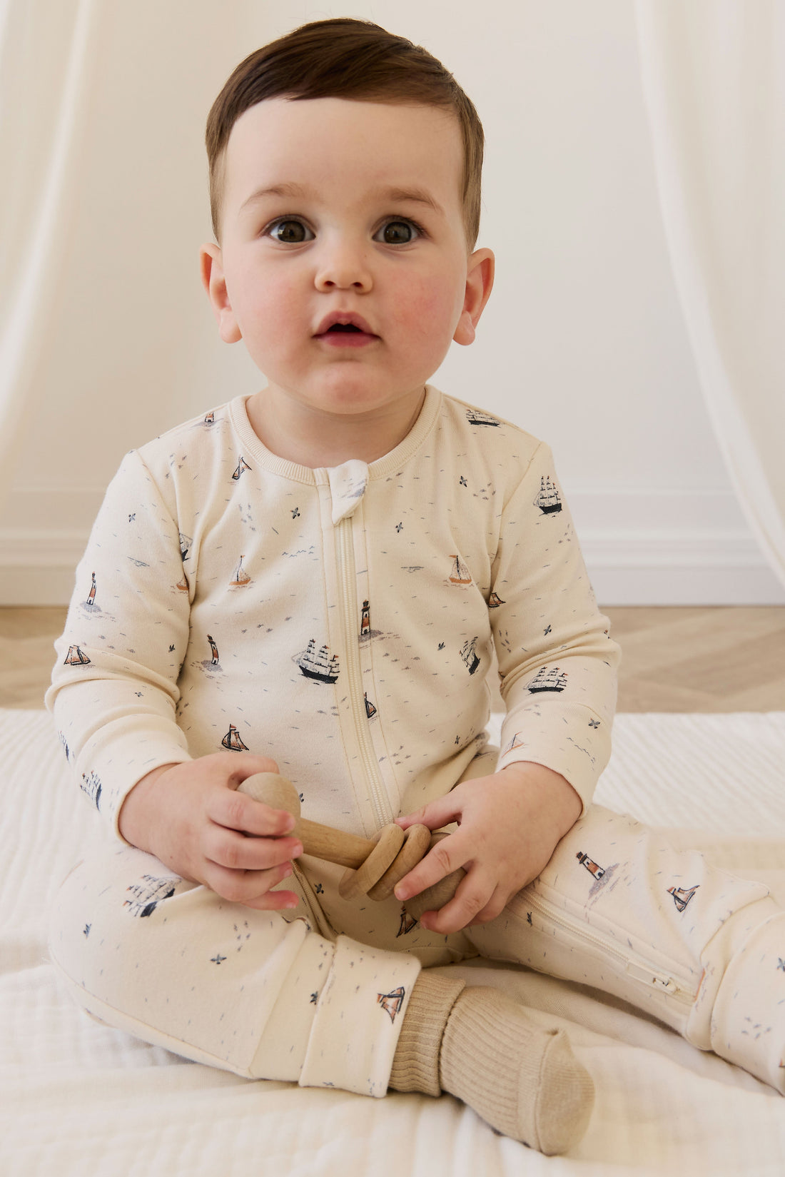 Organic Cotton Reese Zip Onepiece-Sailing Day Childrens Onepiece from Jamie Kay Australia