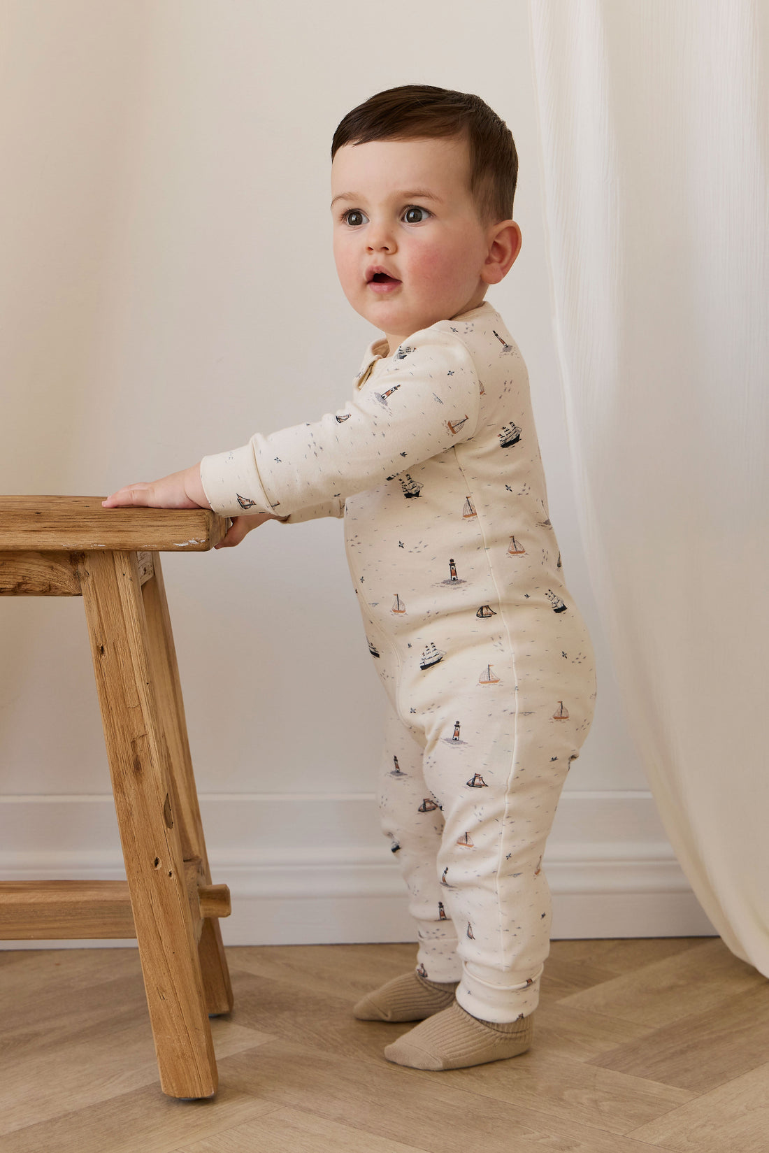 Organic Cotton Reese Zip Onepiece-Sailing Day Childrens Onepiece from Jamie Kay Australia