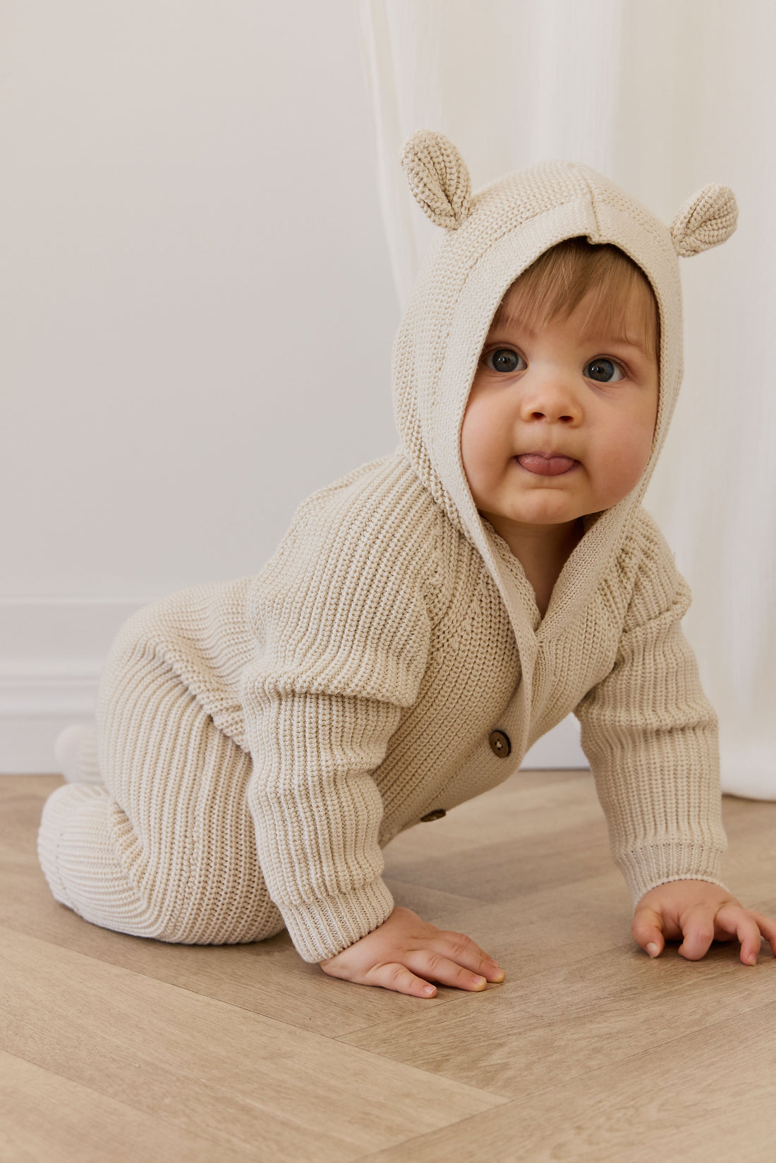 Bear Knit Onepiece - Vanilla Childrens Onepiece from Jamie Kay Australia