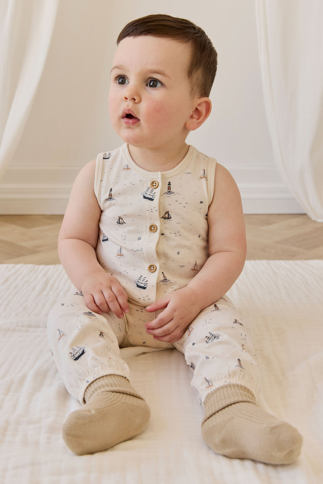 Organic Cotton Rupert Onepiece-Sailing Day Childrens Onepiece from Jamie Kay Australia