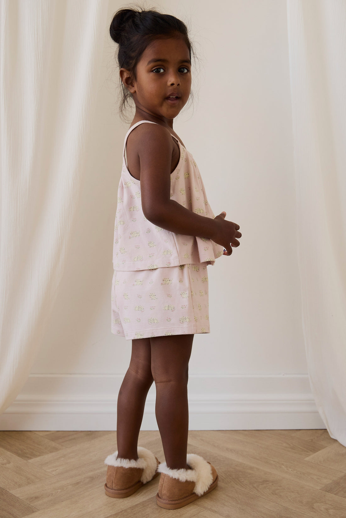 Organic Cotton Winnie Pyjama Set - Moon Floral Mauve Childrens Pyjamas from Jamie Kay Australia