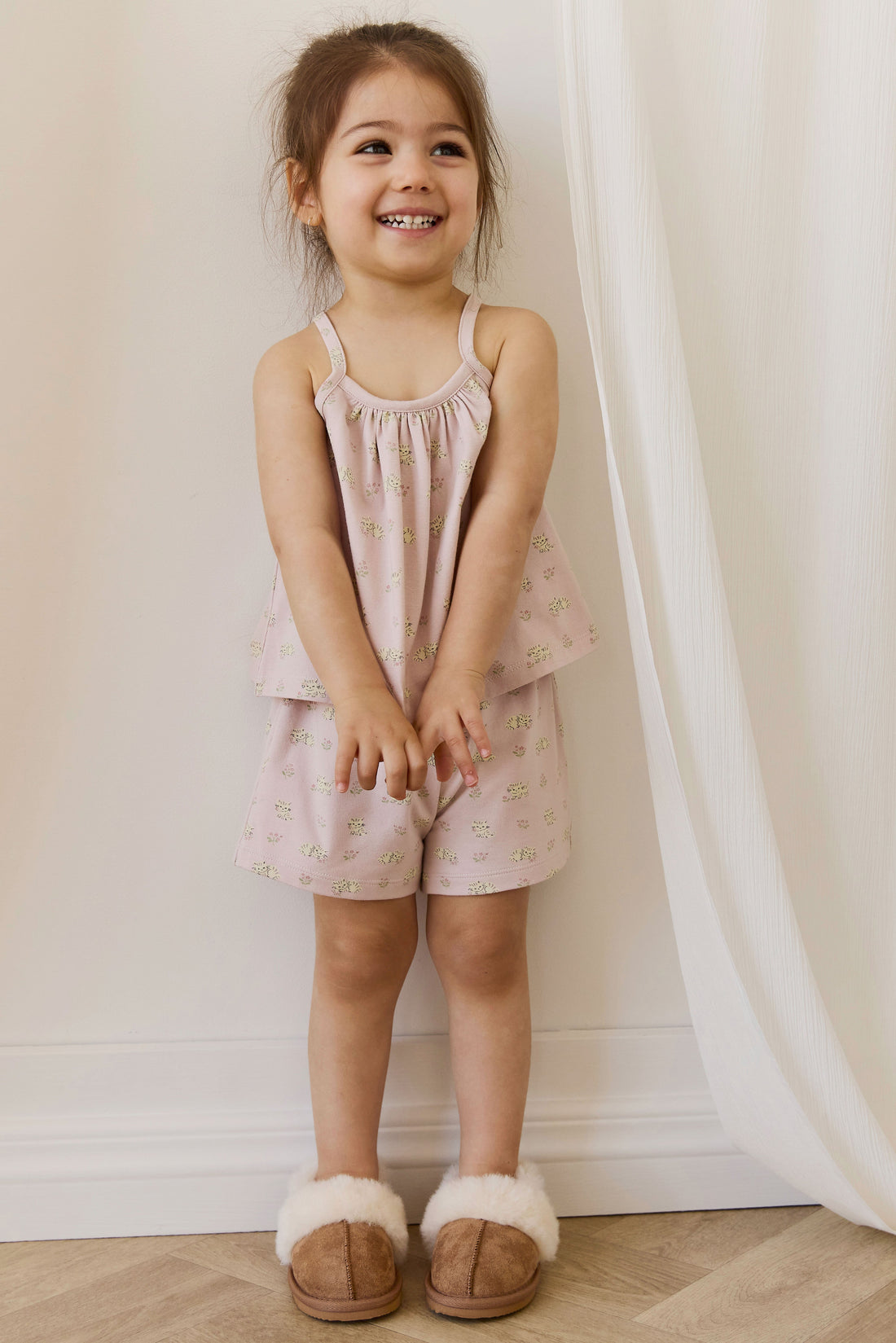 Organic Cotton Winnie Pyjama Set - Moon Floral Mauve Childrens Pyjamas from Jamie Kay Australia