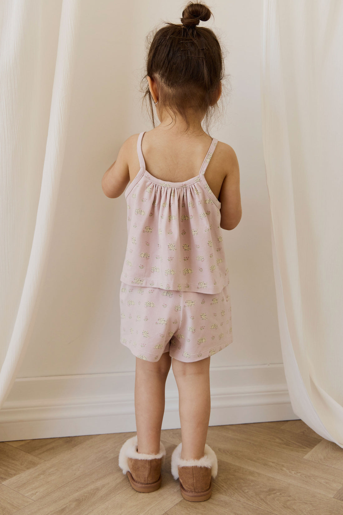 Organic Cotton Winnie Pyjama Set - Moon Floral Mauve Childrens Pyjamas from Jamie Kay Australia