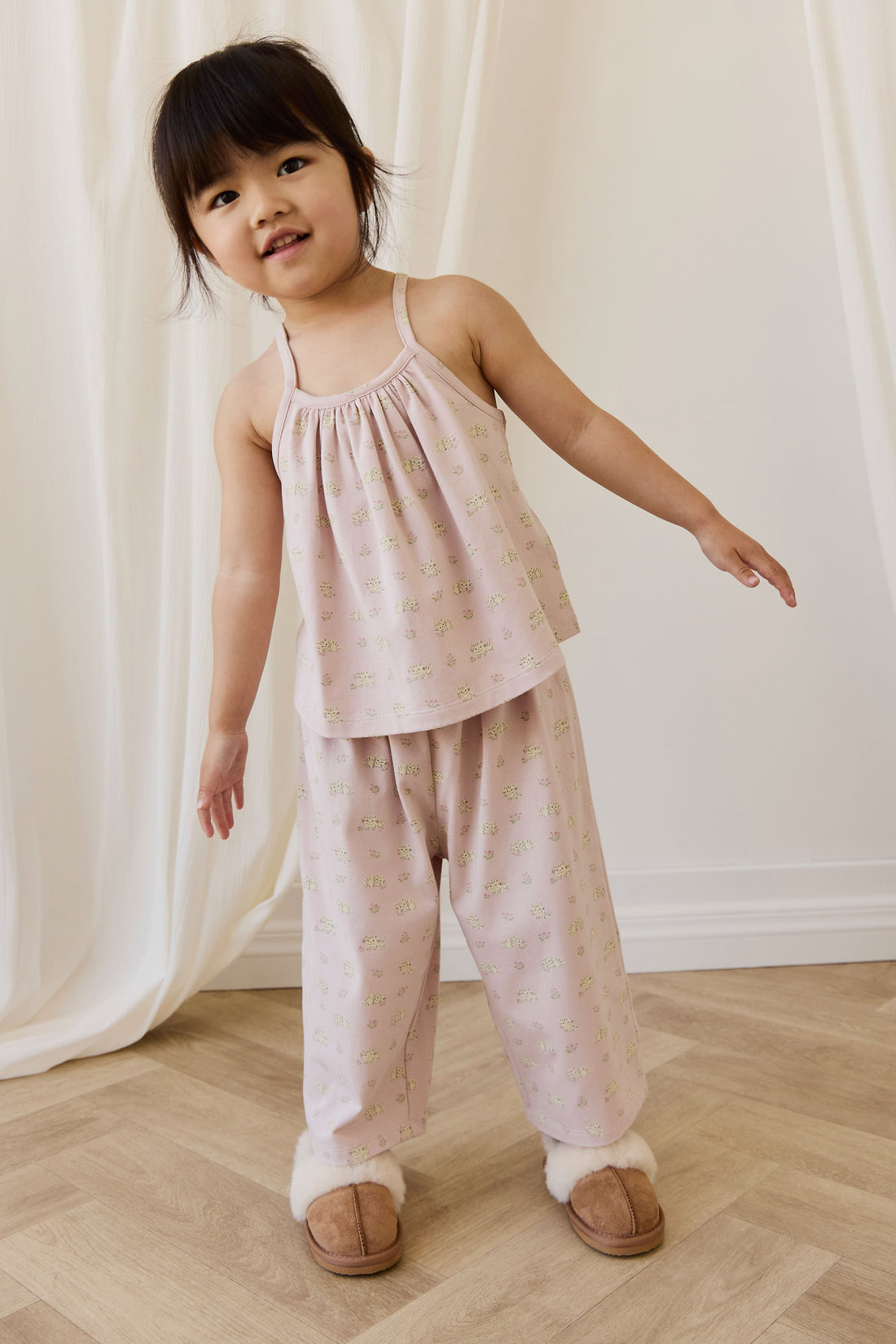 Organic Cotton Viola Pyjama Set - Moon Floral Mauve Childrens Pyjamas from Jamie Kay Australia