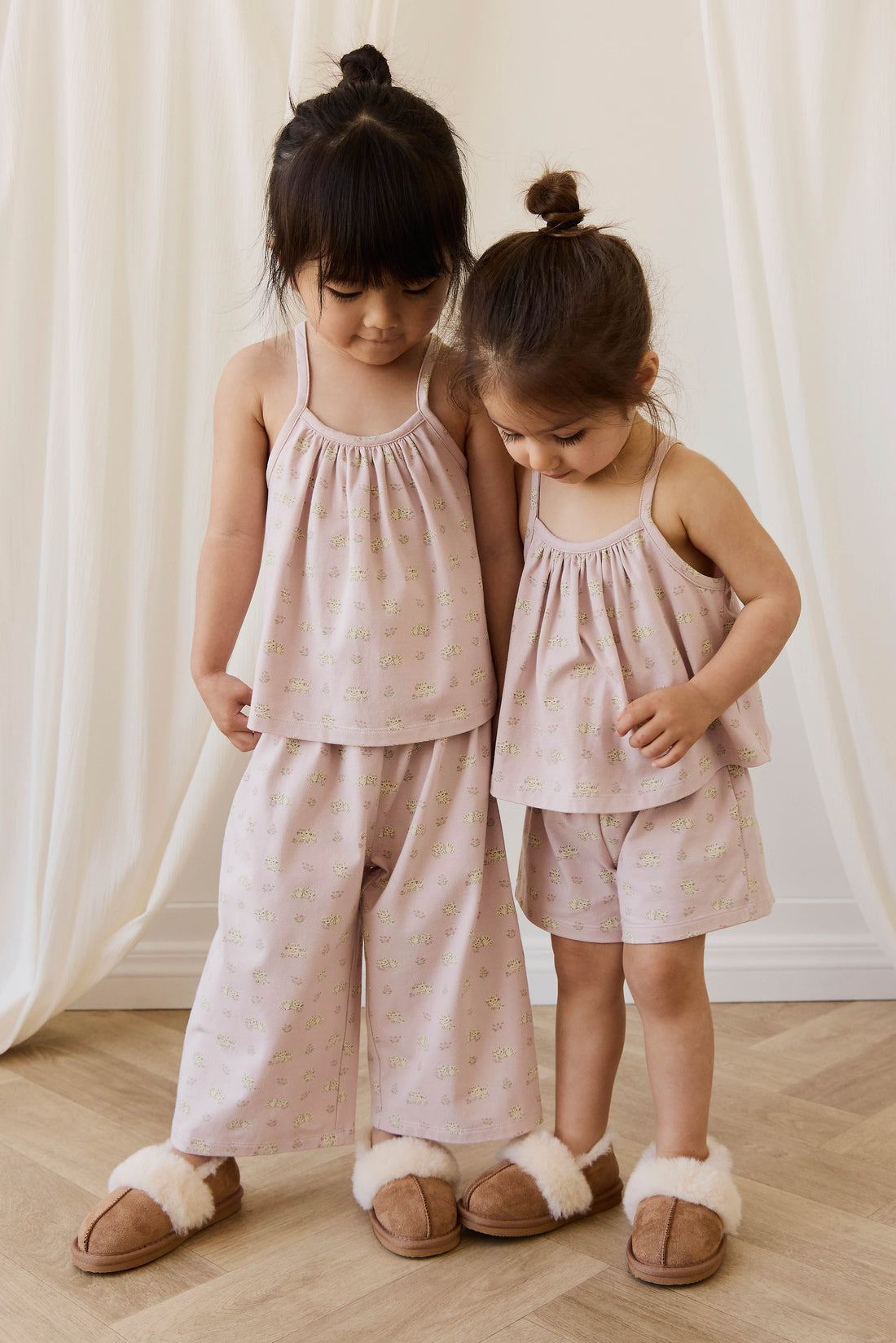 Organic Cotton Viola Pyjama Set - Moon Floral Mauve Childrens Pyjamas from Jamie Kay Australia
