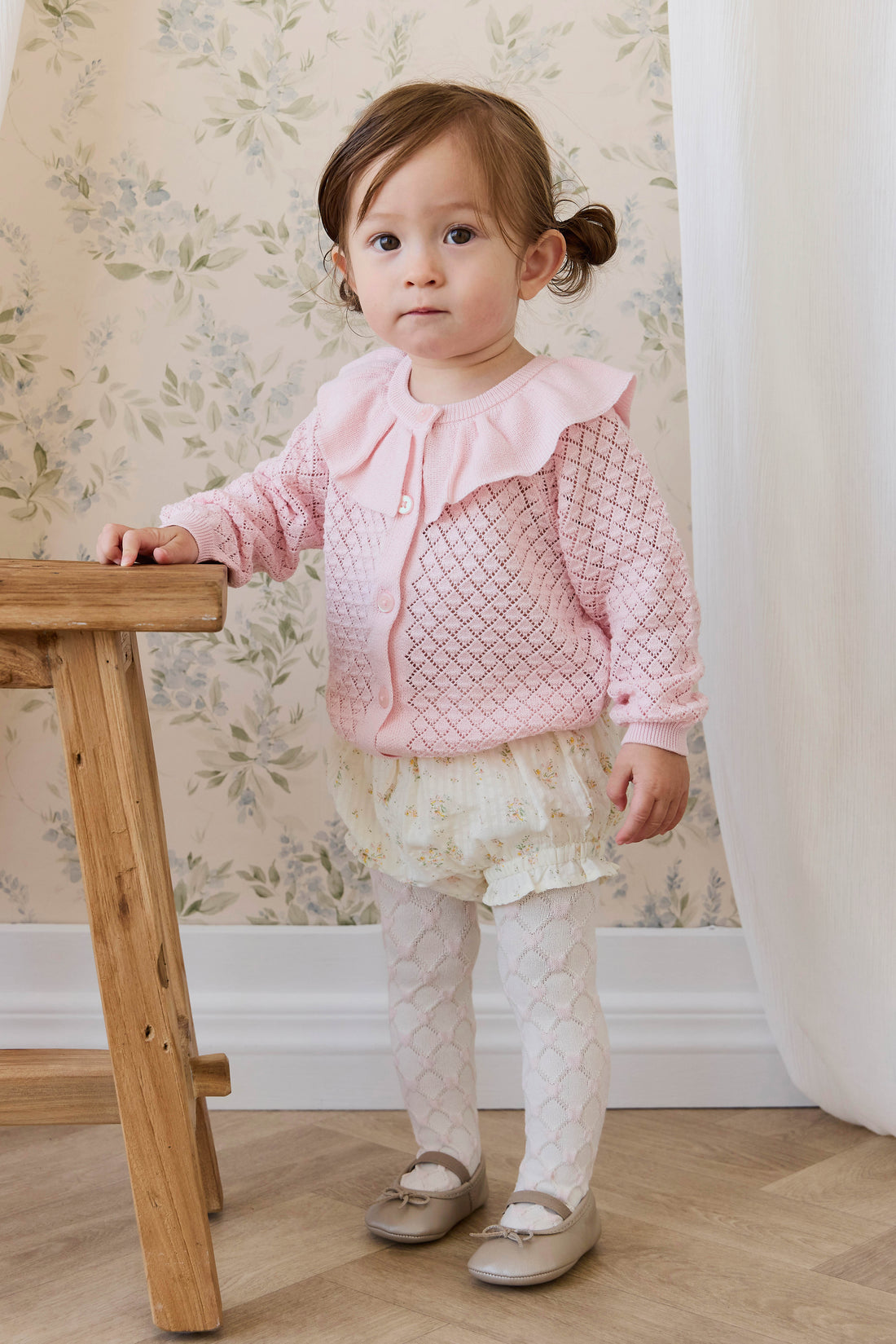 Organic Cotton Frill Bloomer-Justine Parchment Childrens Bloomer from Jamie Kay Australia
