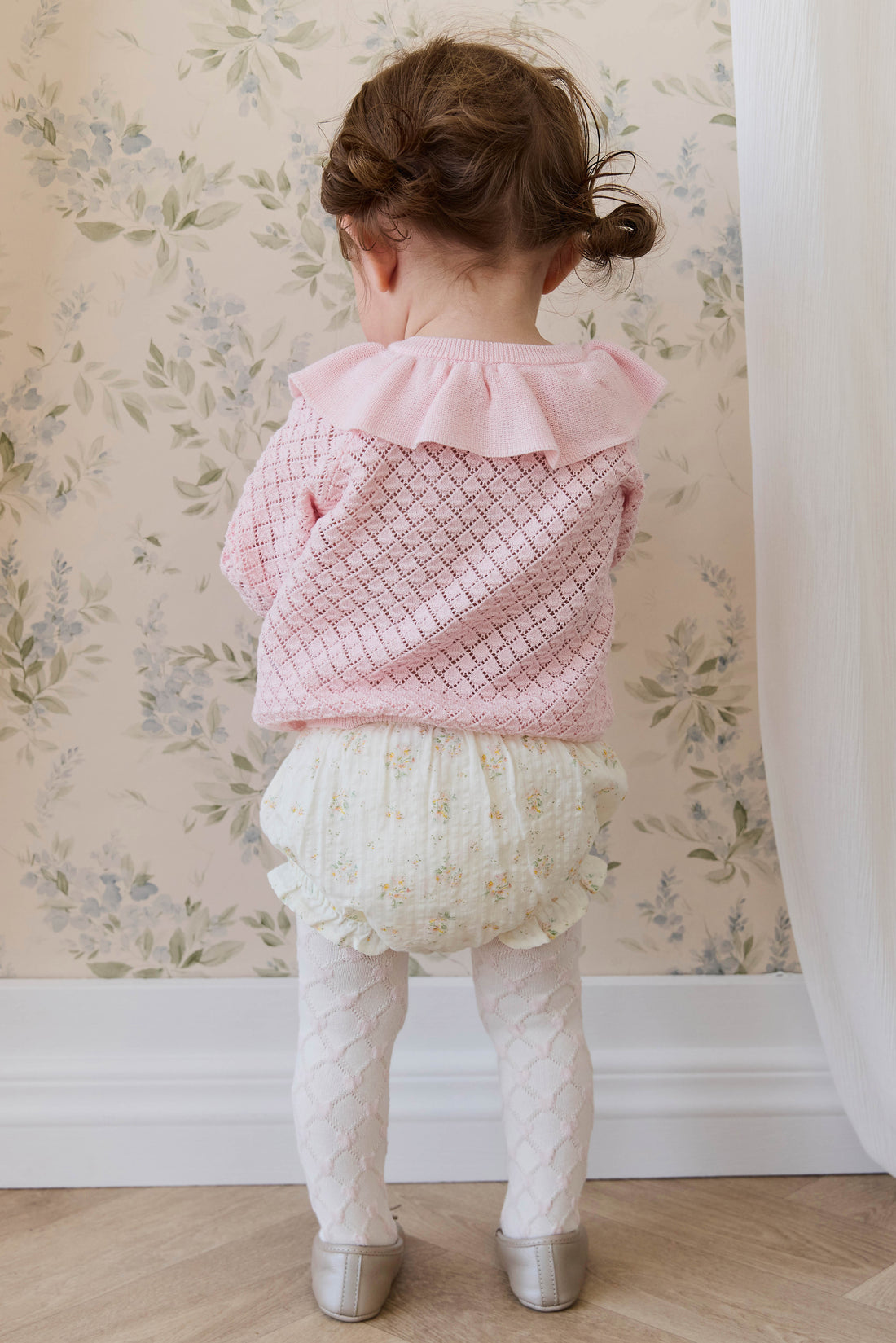 Organic Cotton Frill Bloomer-Justine Parchment Childrens Bloomer from Jamie Kay Australia