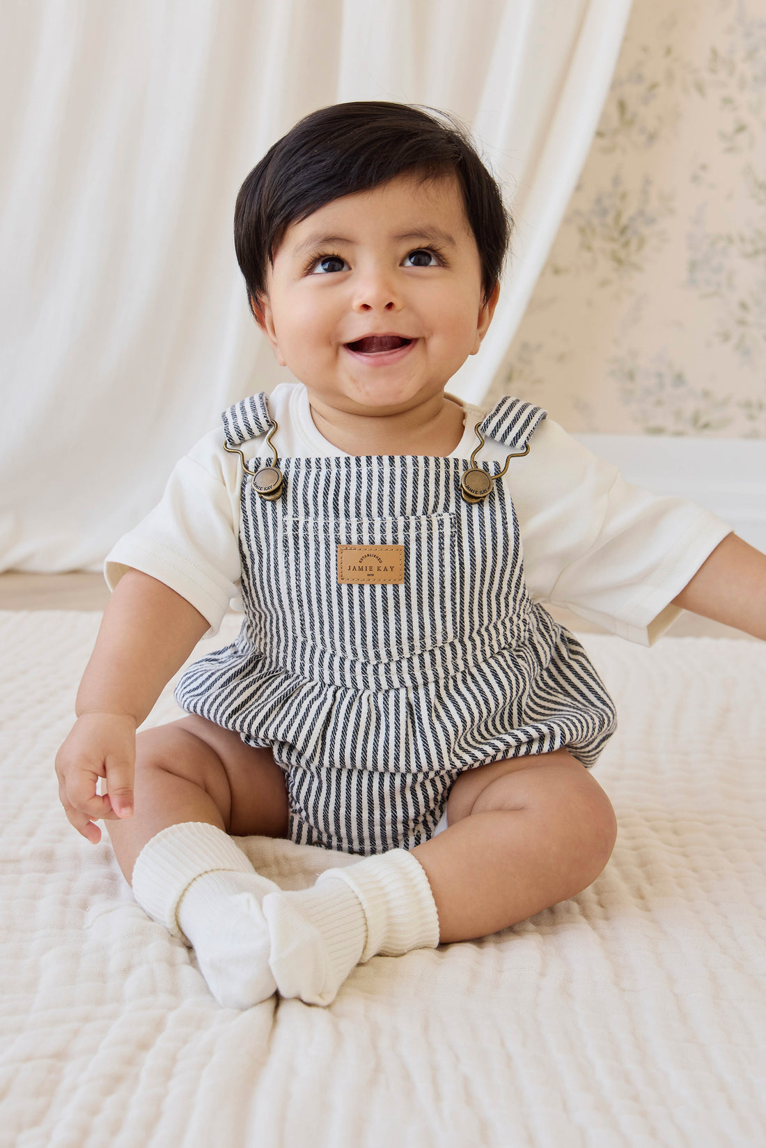Pax Playsuit-Sailor Stripe Eclipse / Cloud Childrens Playsuit from Jamie Kay Australia