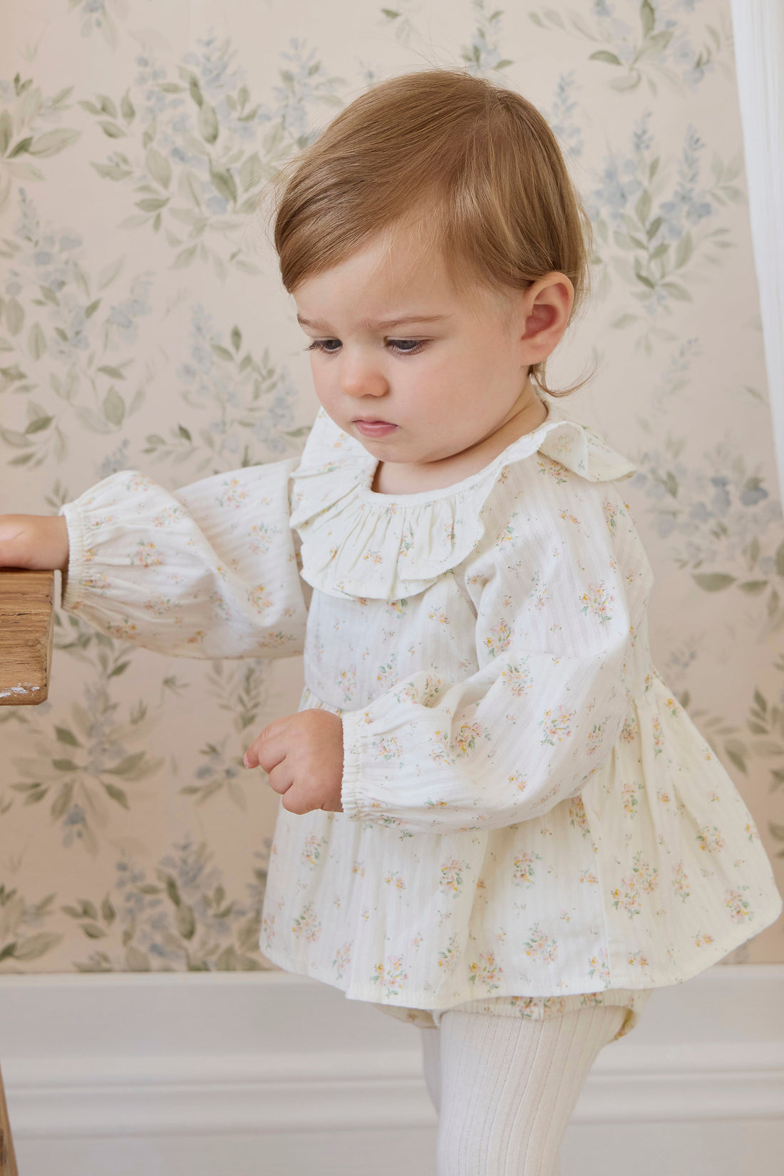 Organic Cotton Cecil Playsuit-Justine Parchment Childrens Playsuit from Jamie Kay Australia