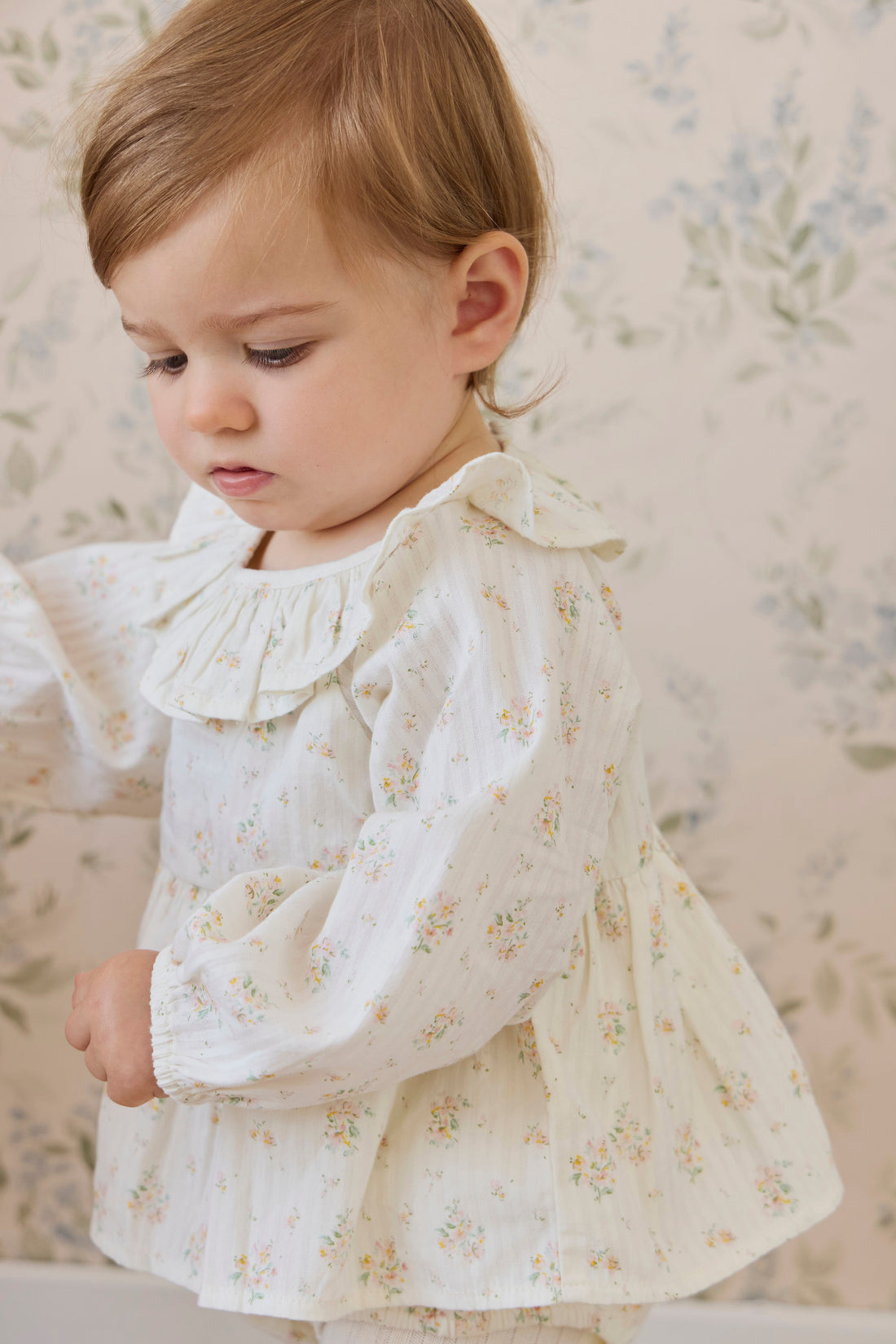 Organic Cotton Cecil Playsuit-Justine Parchment Childrens Playsuit from Jamie Kay Australia