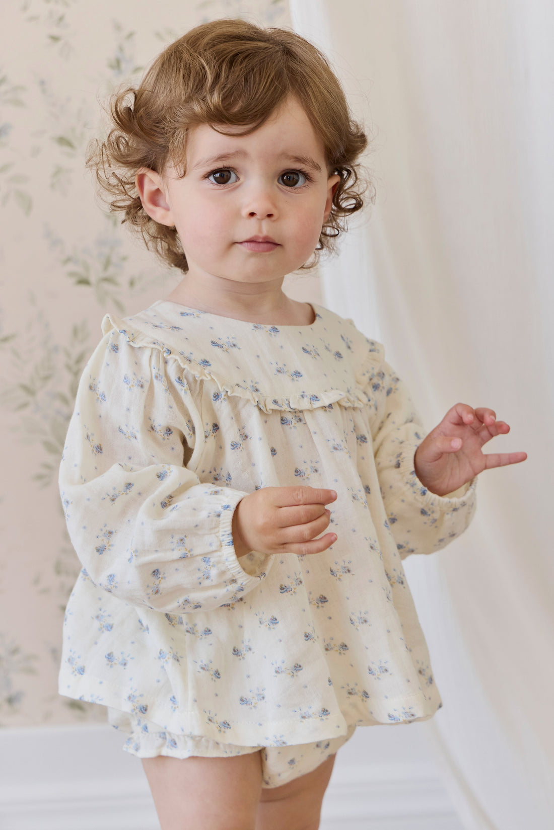 Organic Cotton Muslin Amira Blouse-Molly Blue Childrens Top from Jamie Kay Australia
