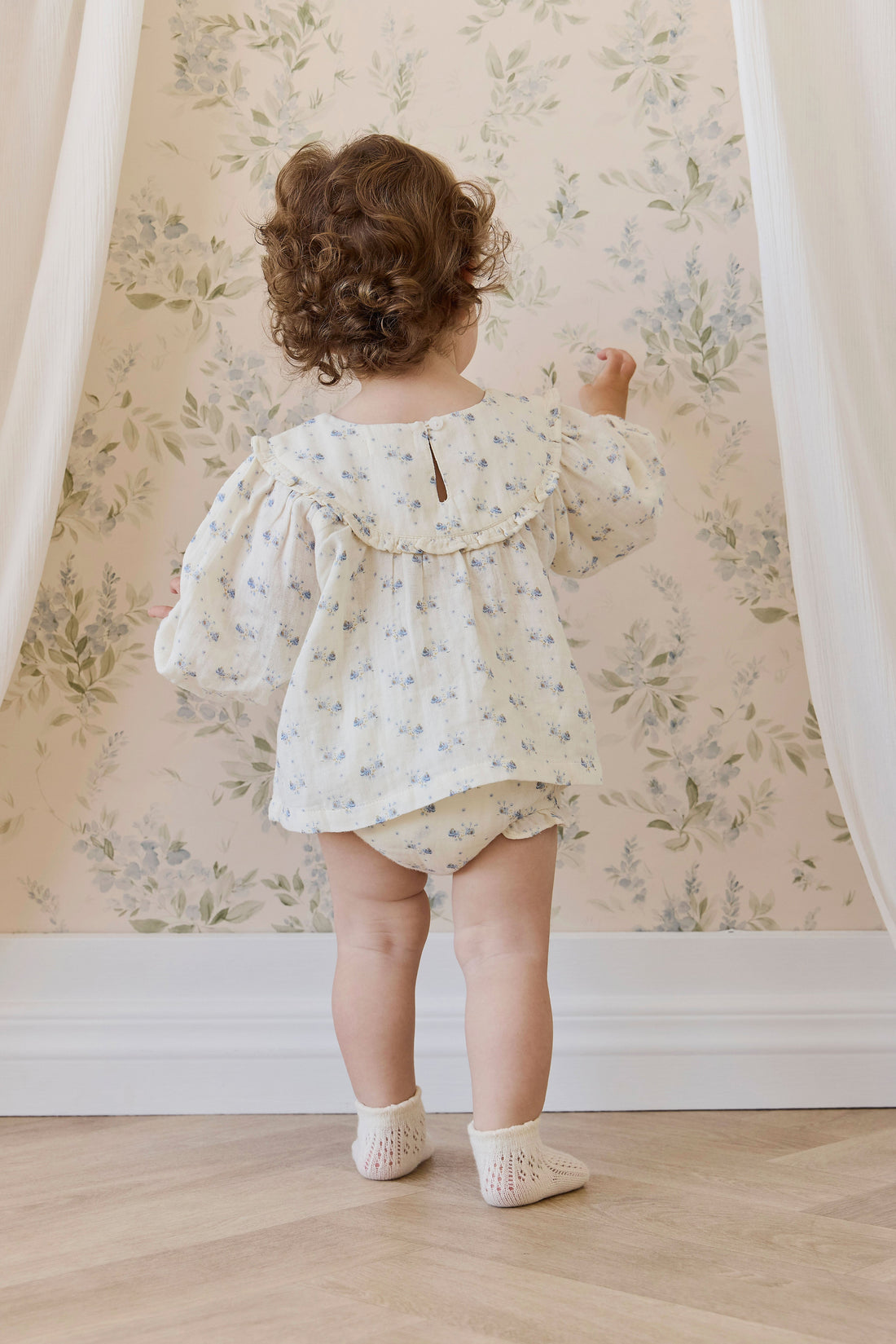 Organic Cotton Muslin Amira Blouse-Molly Blue Childrens Top from Jamie Kay Australia