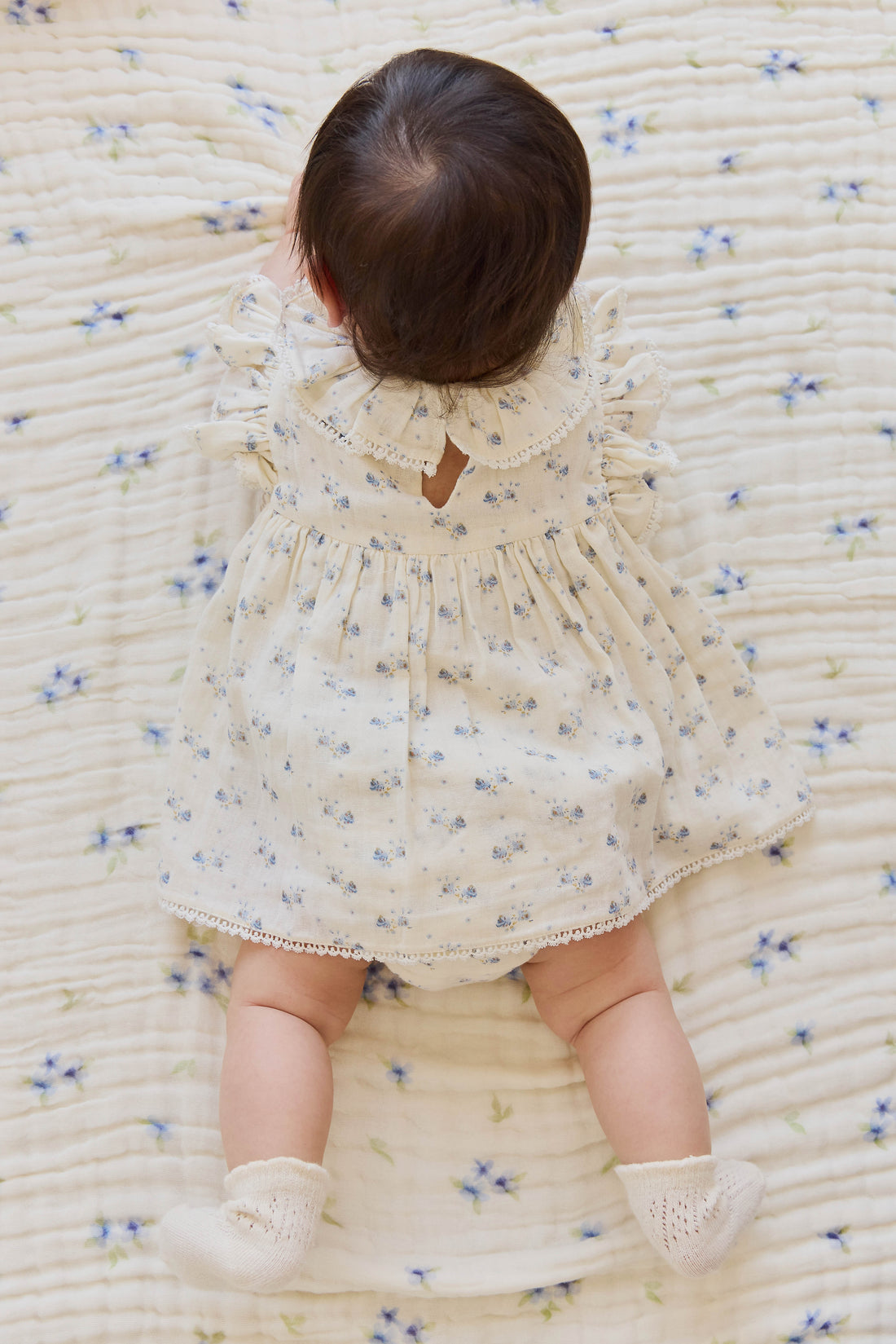 Organic Cotton Muslin Frannie Playsuit-Molly Blue Childrens Onepiece from Jamie Kay Australia