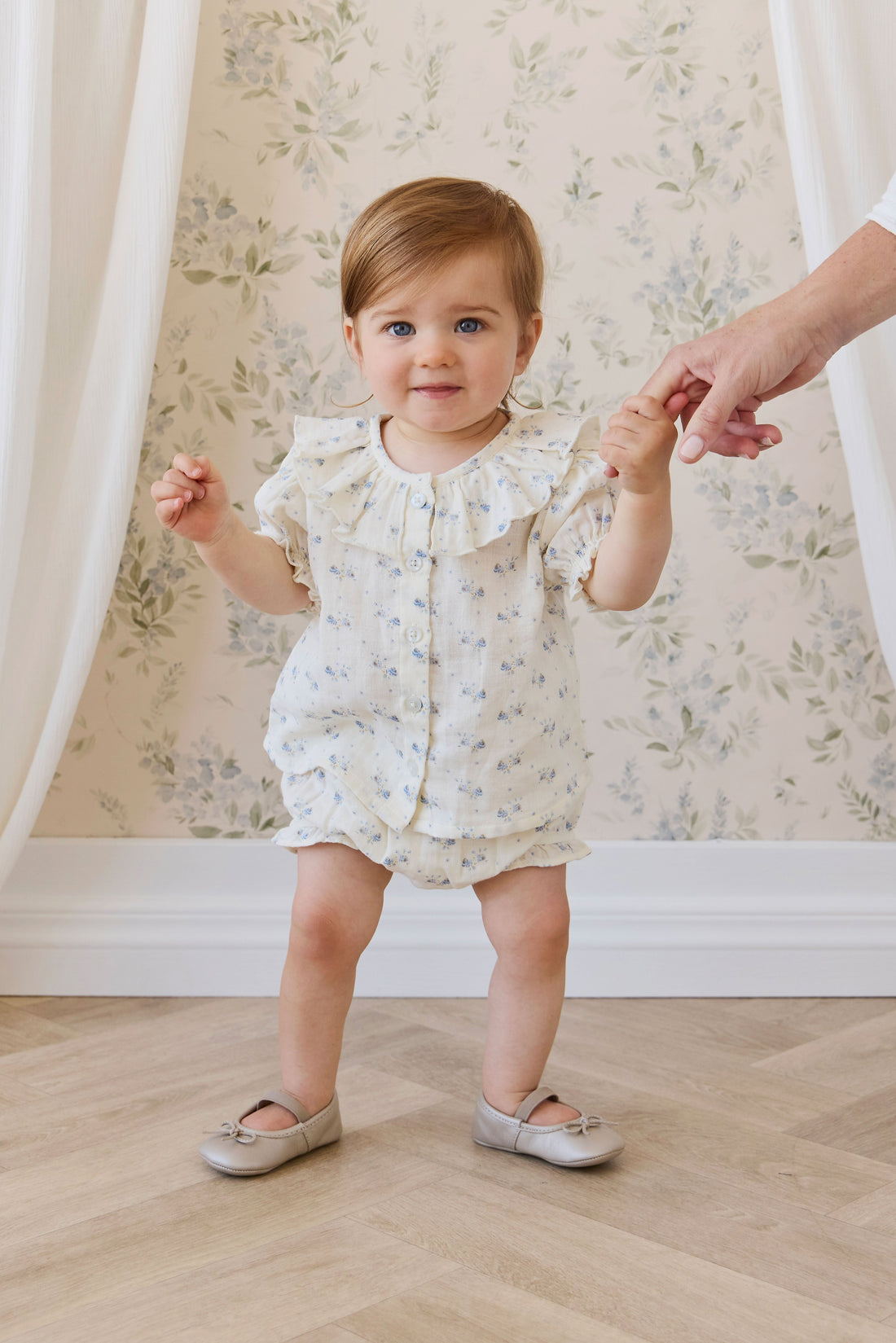 Organic Cotton Muslin Frill Bloomer-Molly Blue Childrens Bloomer from Jamie Kay Australia