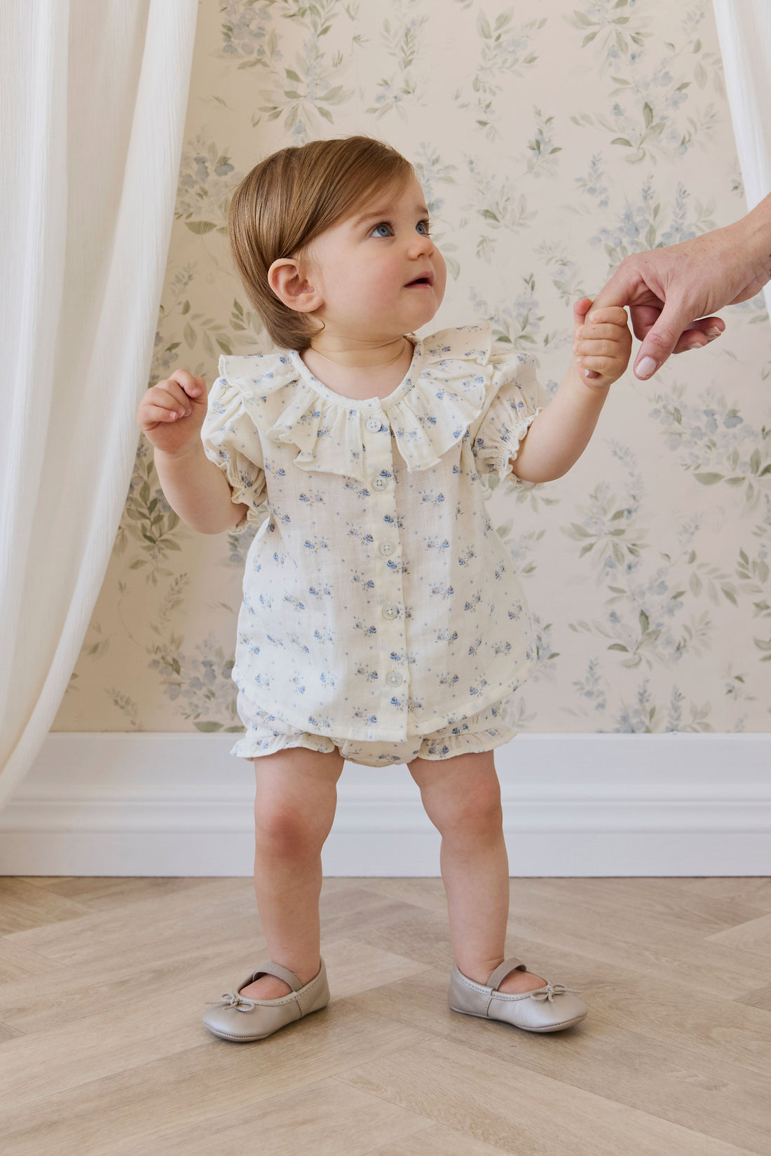 Organic Cotton Muslin Frill Bloomer-Molly Blue Childrens Bloomer from Jamie Kay Australia