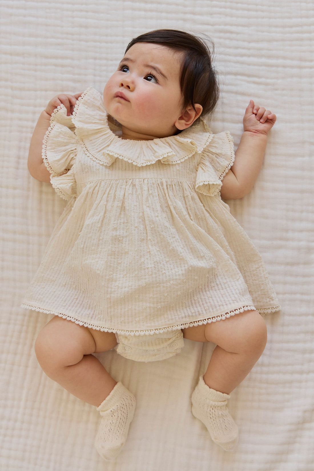 Organic Cotton Frannie Playsuit-Parchment Childrens Playsuit from Jamie Kay Australia