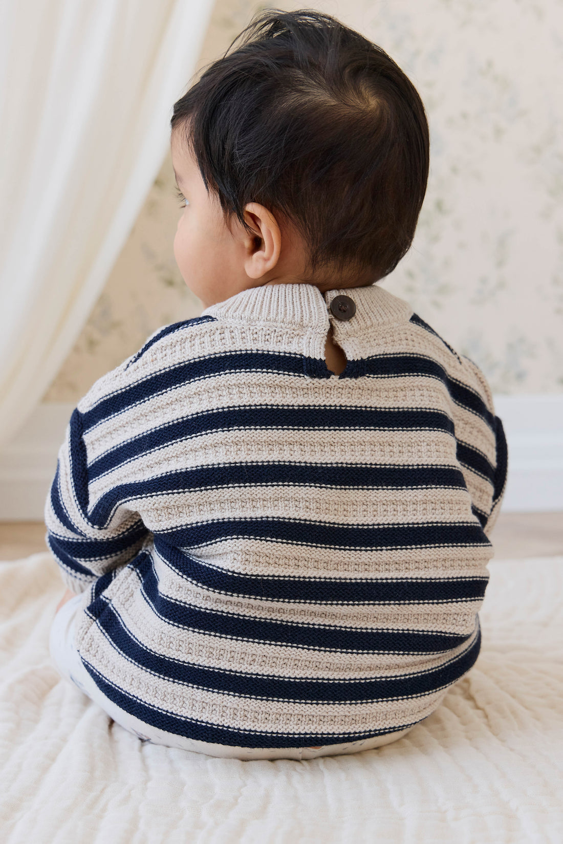 Byron Jumper-Byron Stripe Oat / Eclipse Childrens Jumper from Jamie Kay Australia
