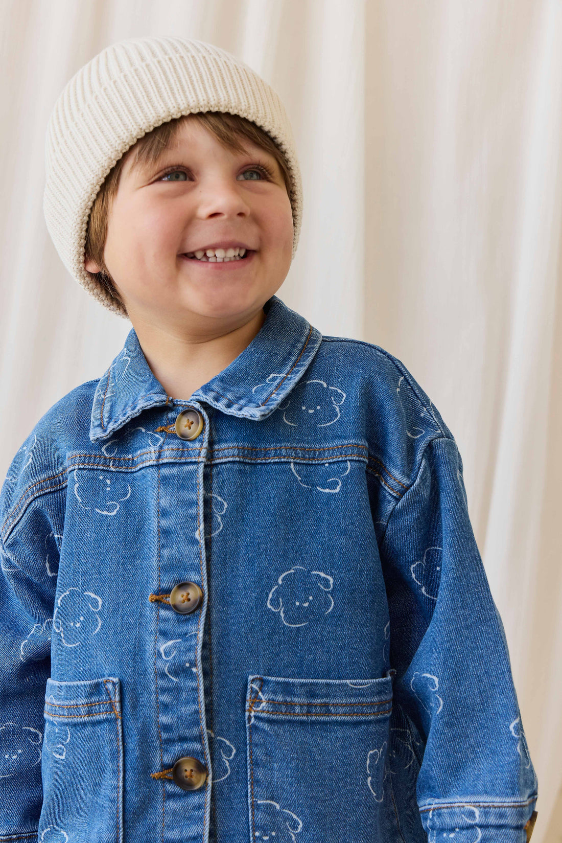 Leon Knitted Beanie-Vanilla Childrens Beanie from Jamie Kay Australia