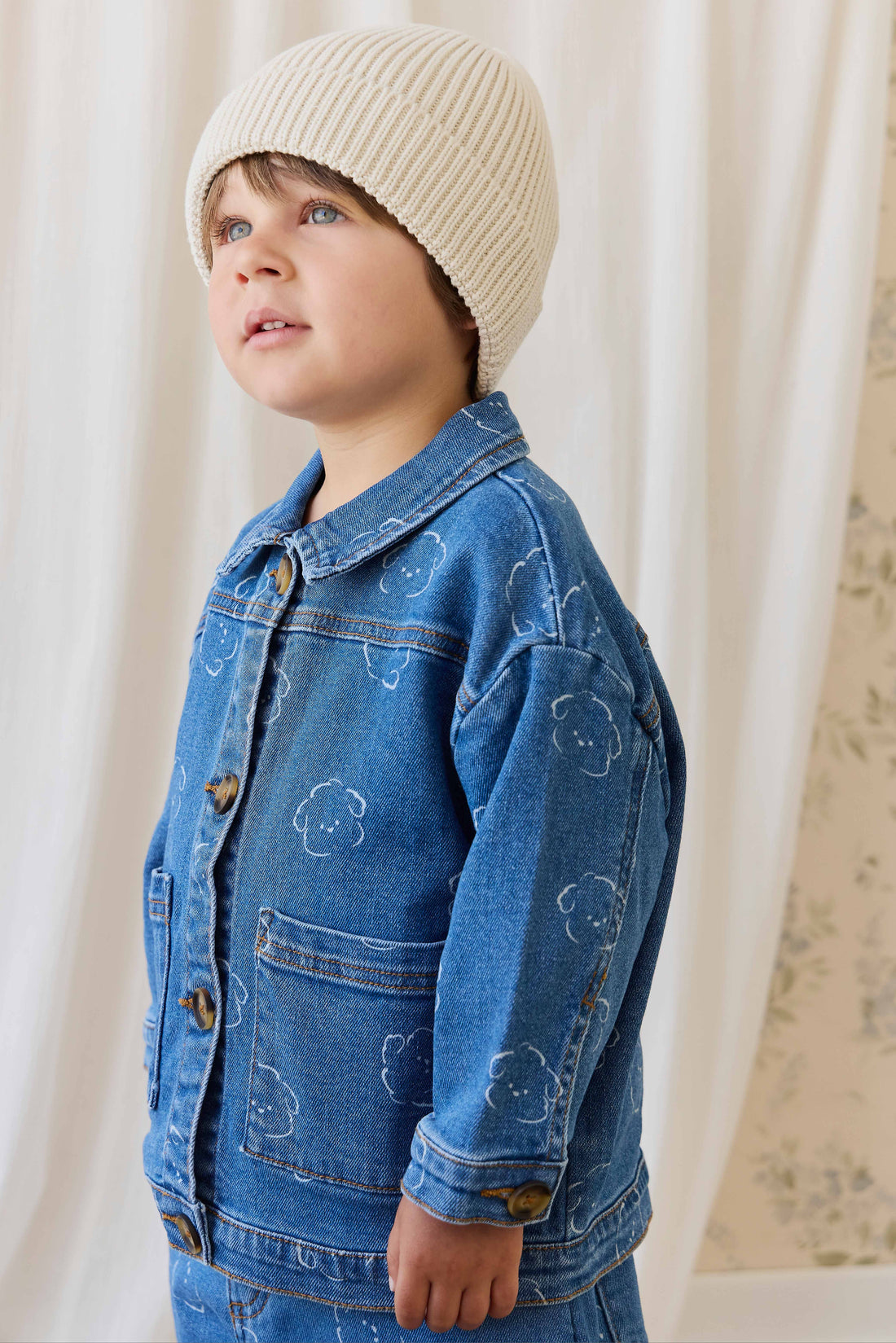 Leon Knitted Beanie-Vanilla Childrens Beanie from Jamie Kay Australia